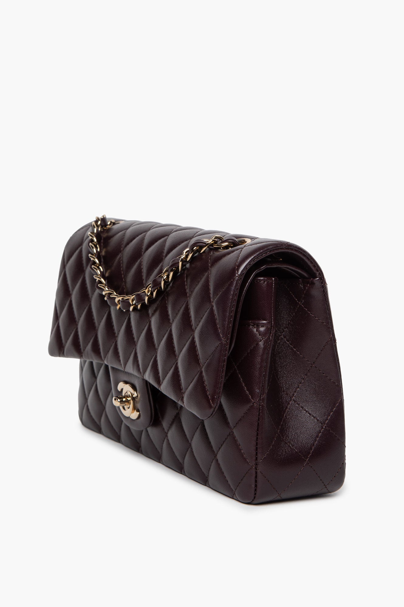 Chanel Dark Aubergine Calfskin Medium Classic Flap Bag 2025