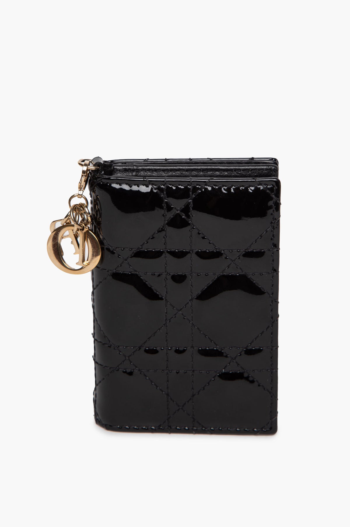Christian Dior Black Patent Bloom Cardholder