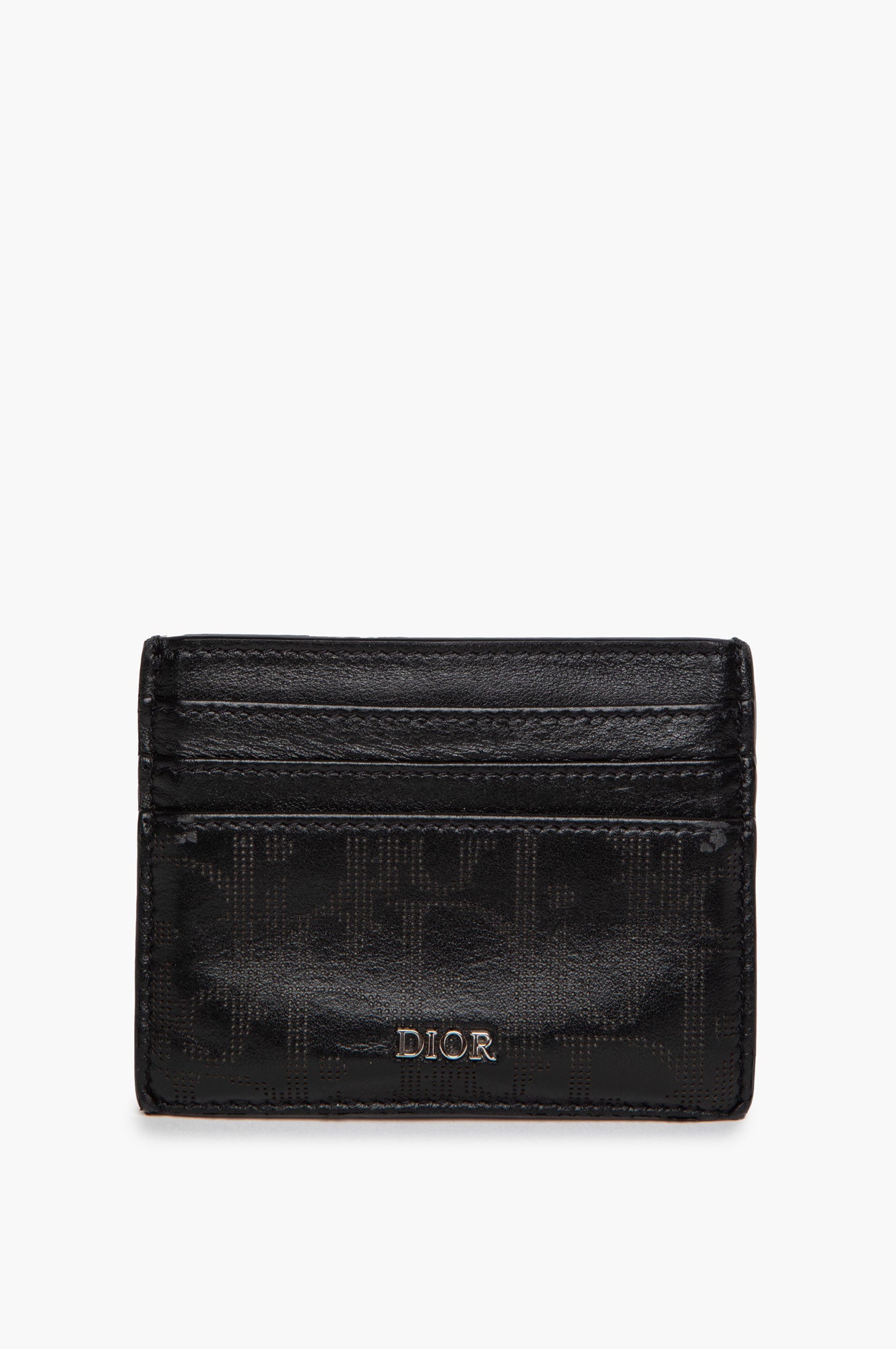 Christian Dior Black Oblique Galaxy Perforated Leather Cardholder