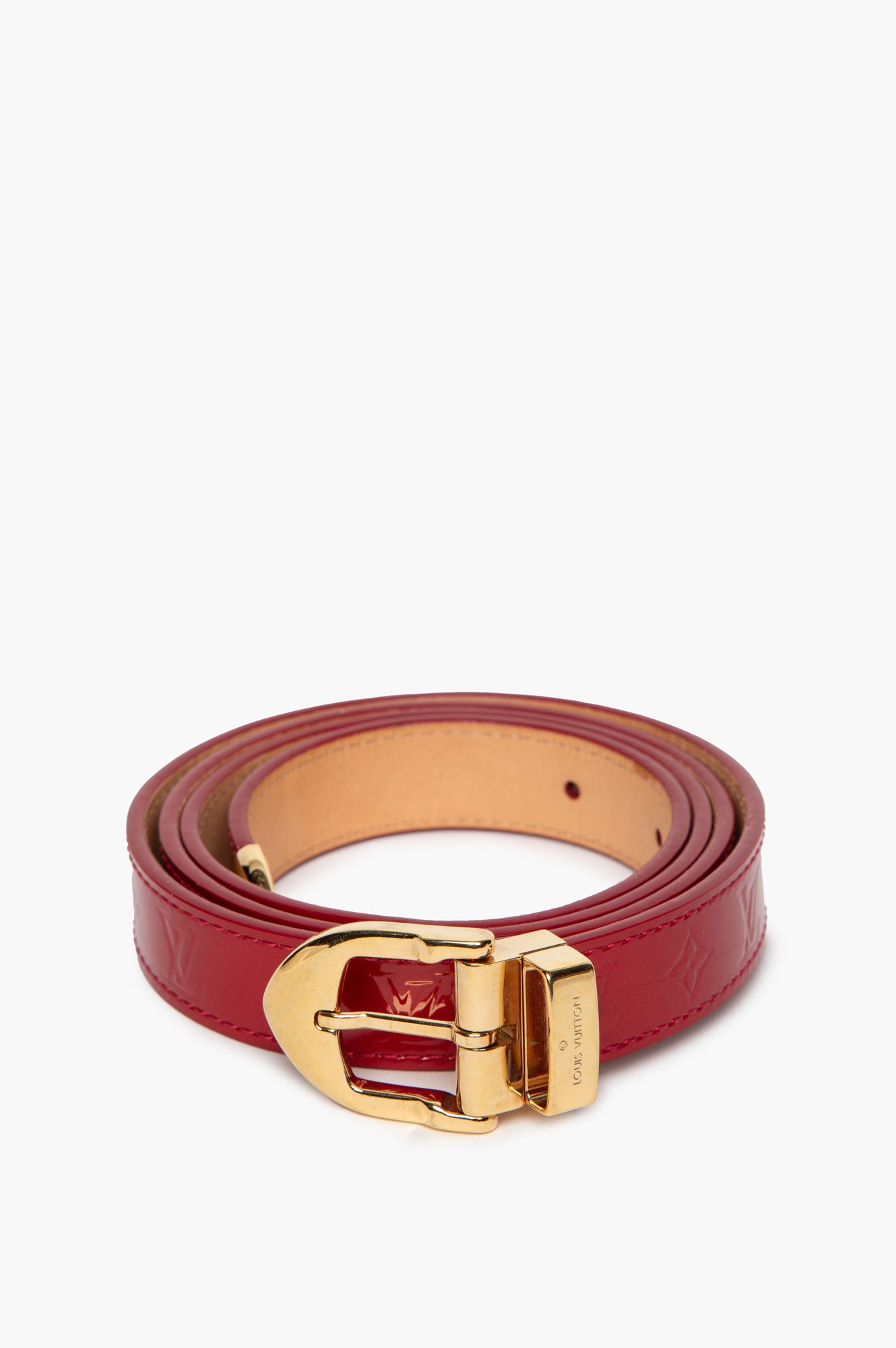 Louis Vuitton Cerise Monogram Vernis Thin Belt Size 90
