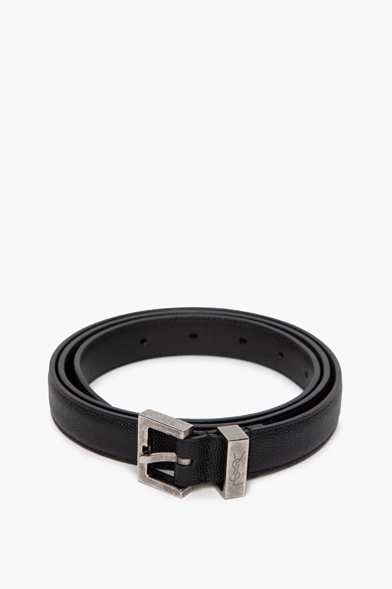 Saint Laurent Black Grained Belt Size 90