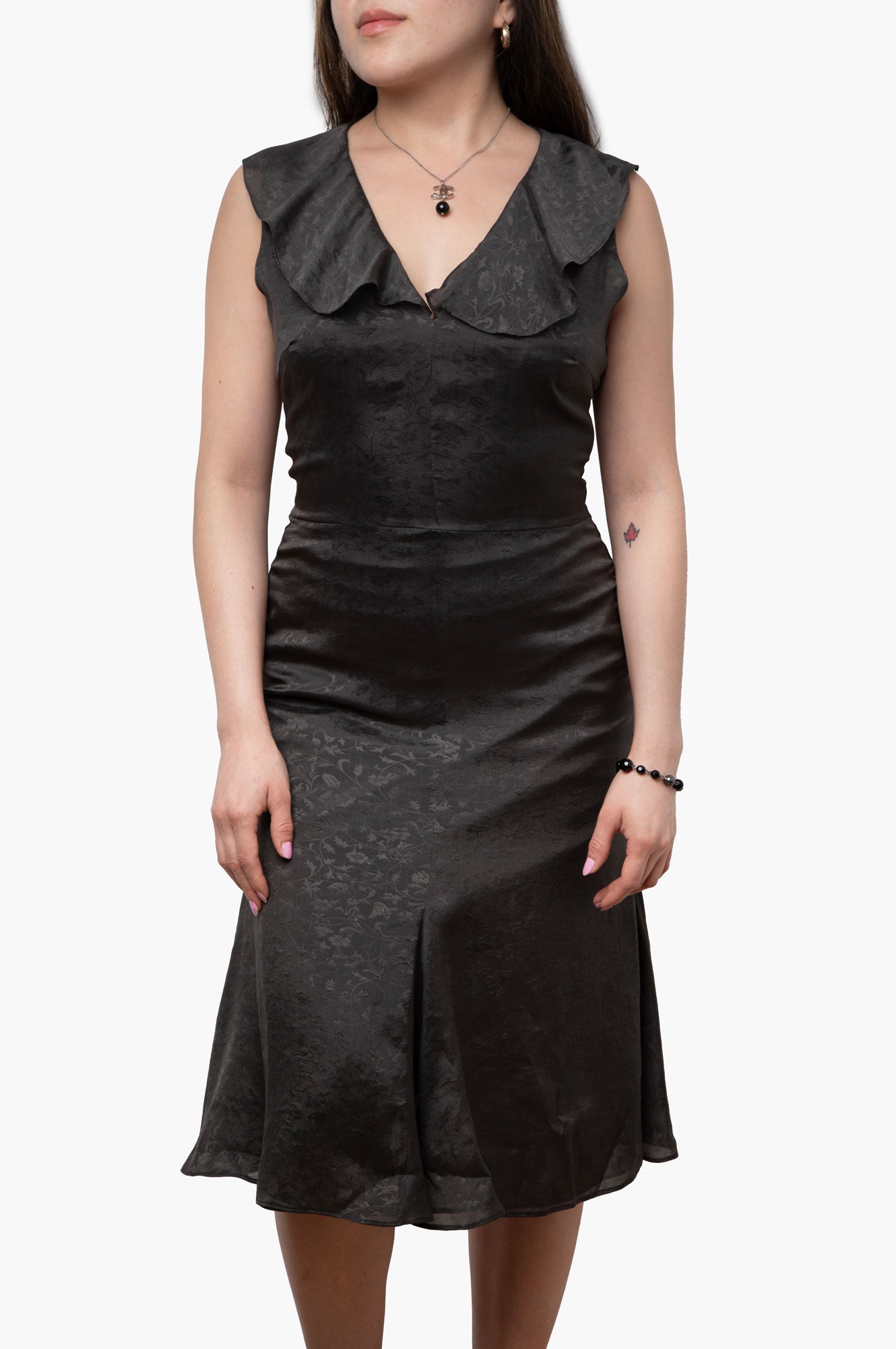 Giorgio Armani Gray Printed Flared Dress Size 38