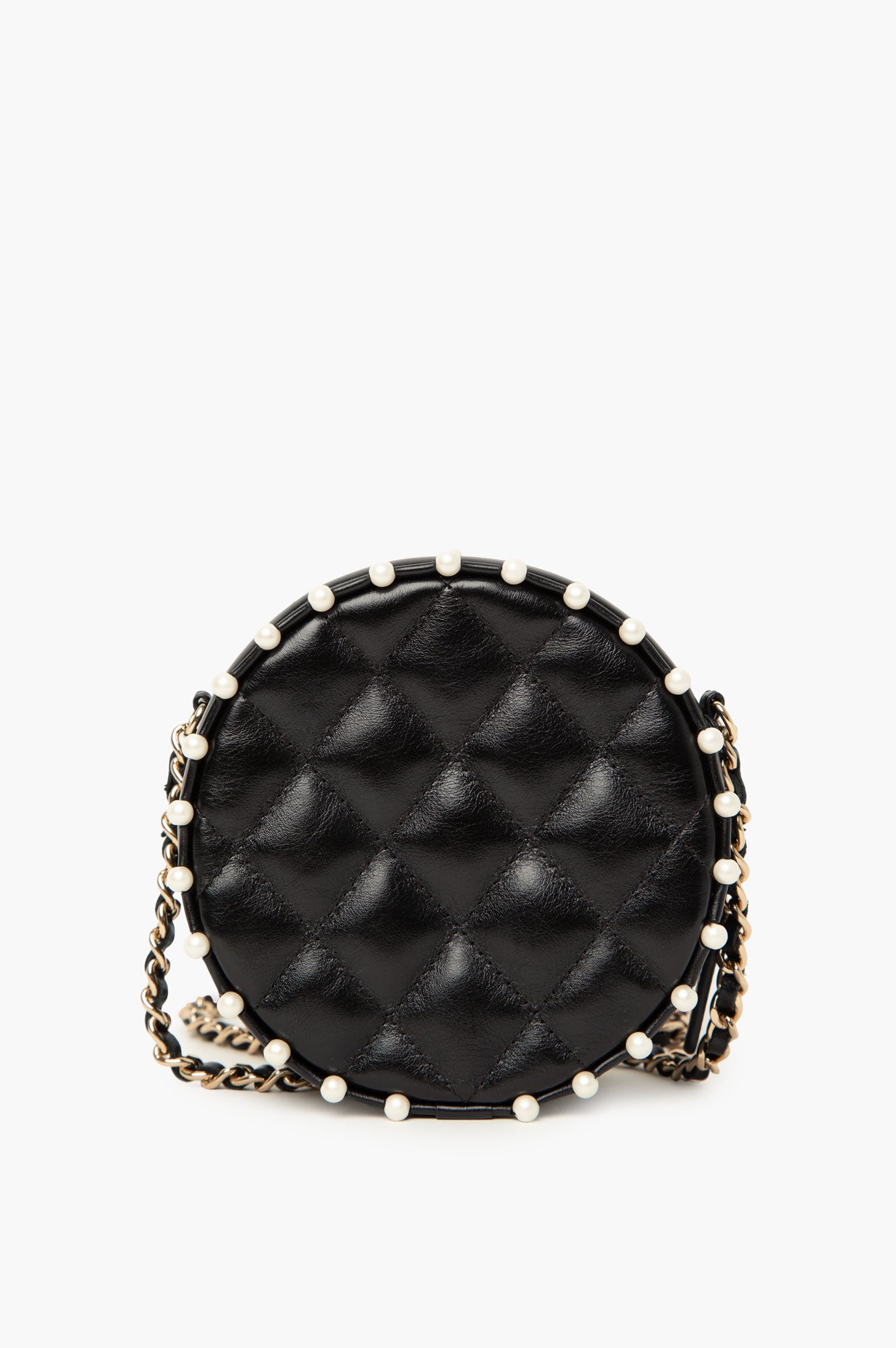 Chanel 2019 Black Lambskin Round Pearl