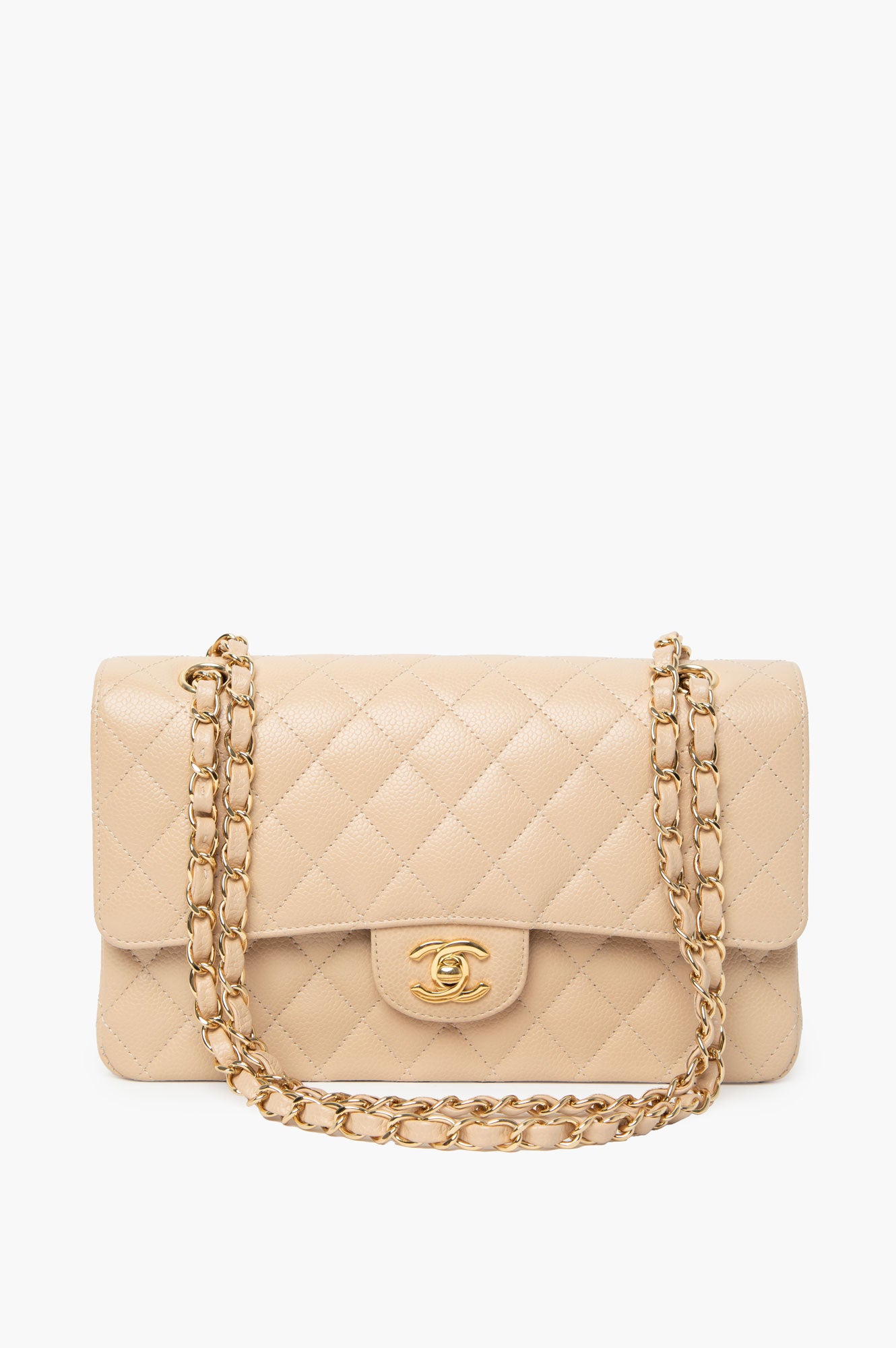 Chanel Beige Clair Caviar Medium Classic Double Flap