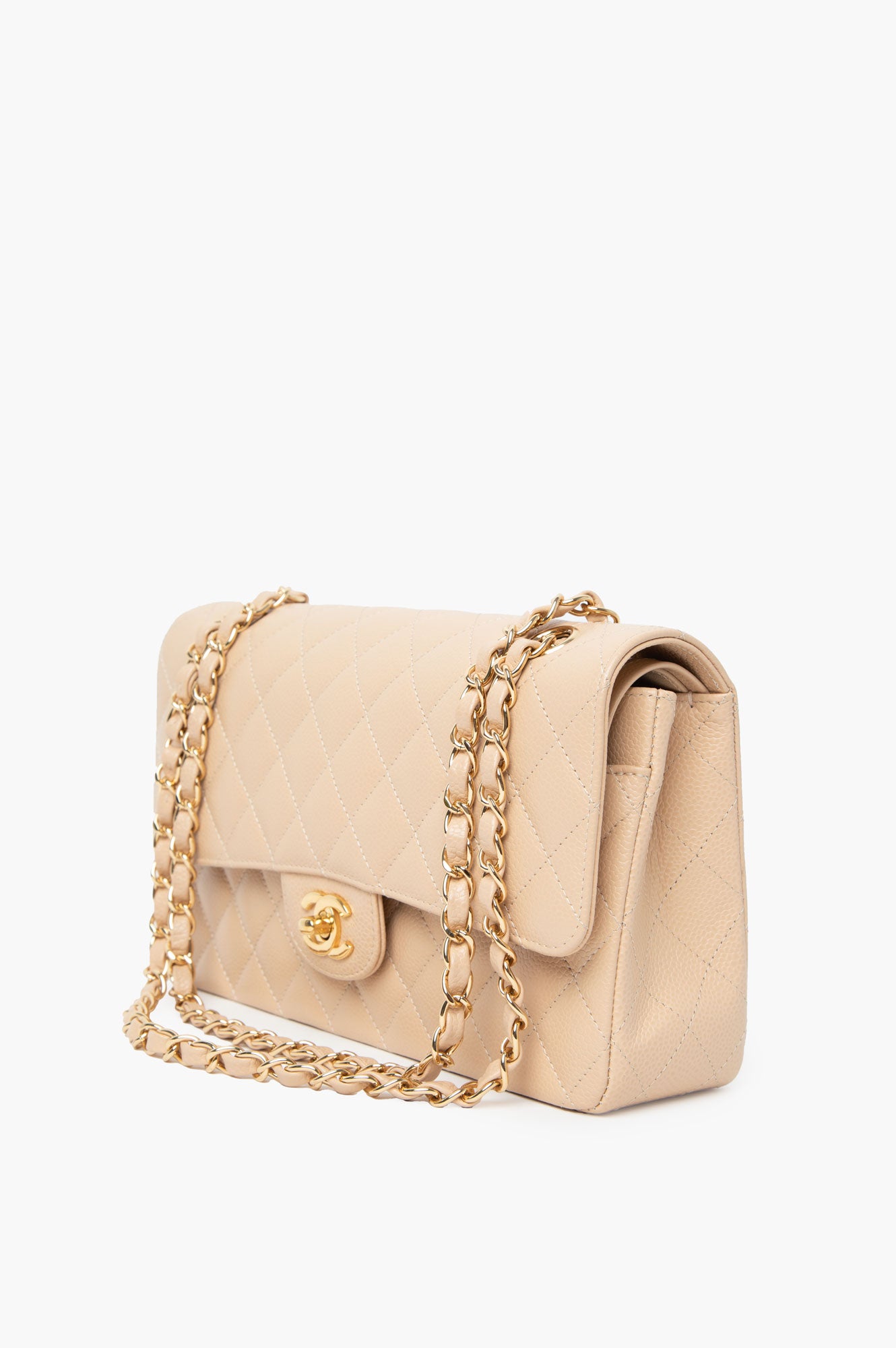 Chanel Beige Clair Caviar Medium Classic Double Flap