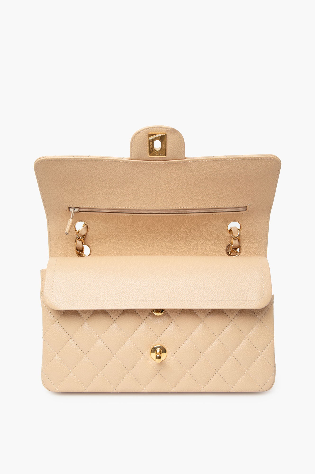 Chanel Beige Clair Caviar Medium Classic Double Flap