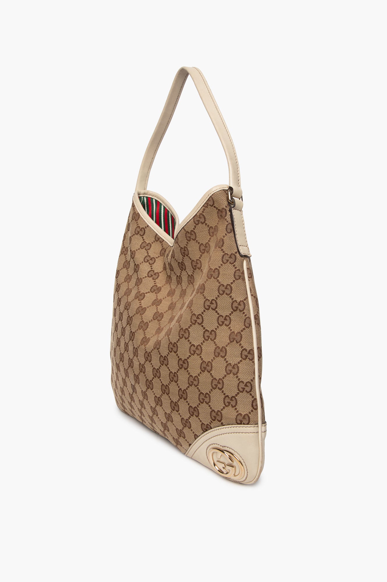 Gucci Monogram Brown GG Canvas Britt Hobo Leather Bag