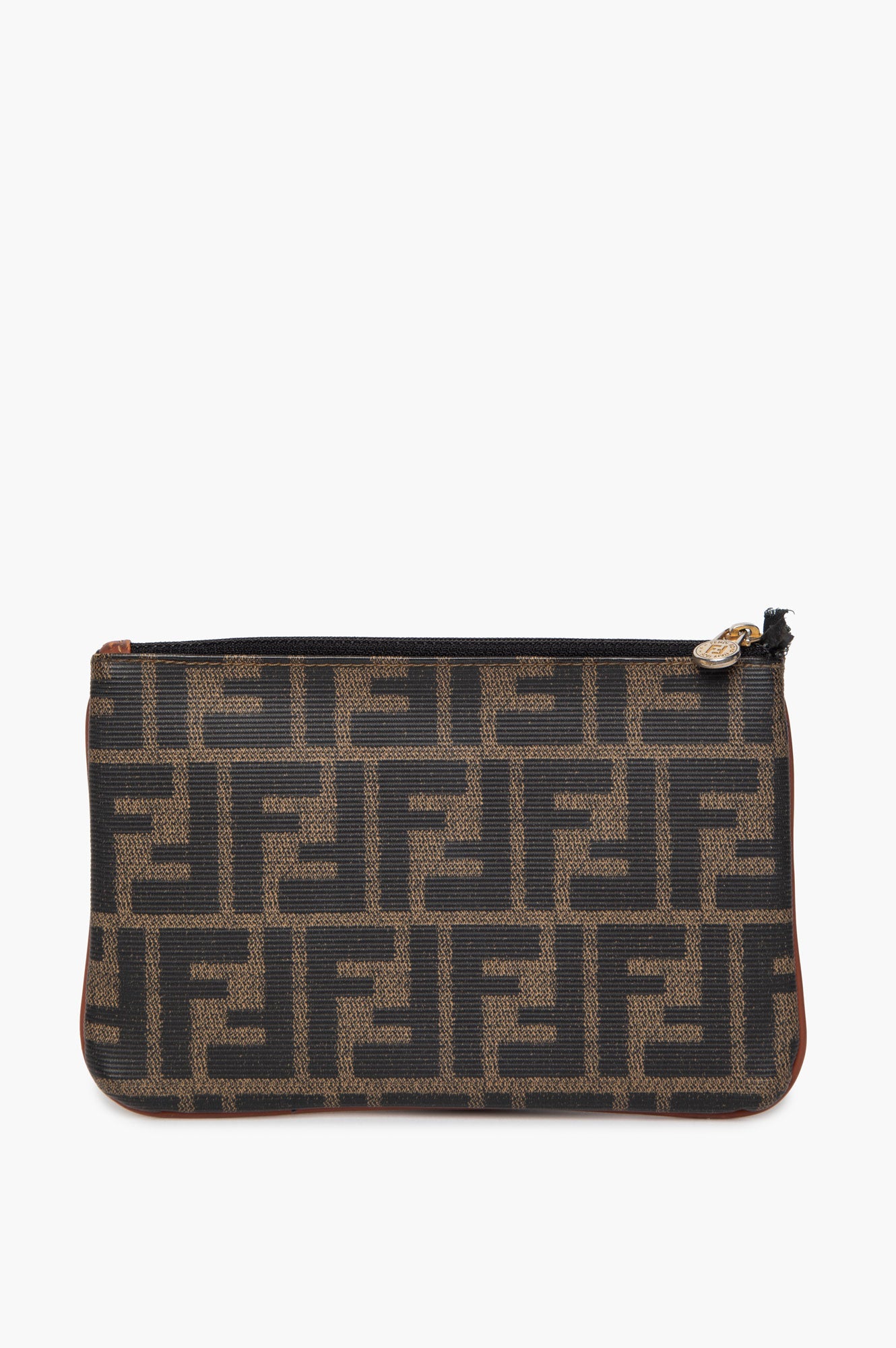 Fendi Tobacco Zucca Monogram Canvas Zip Pouch