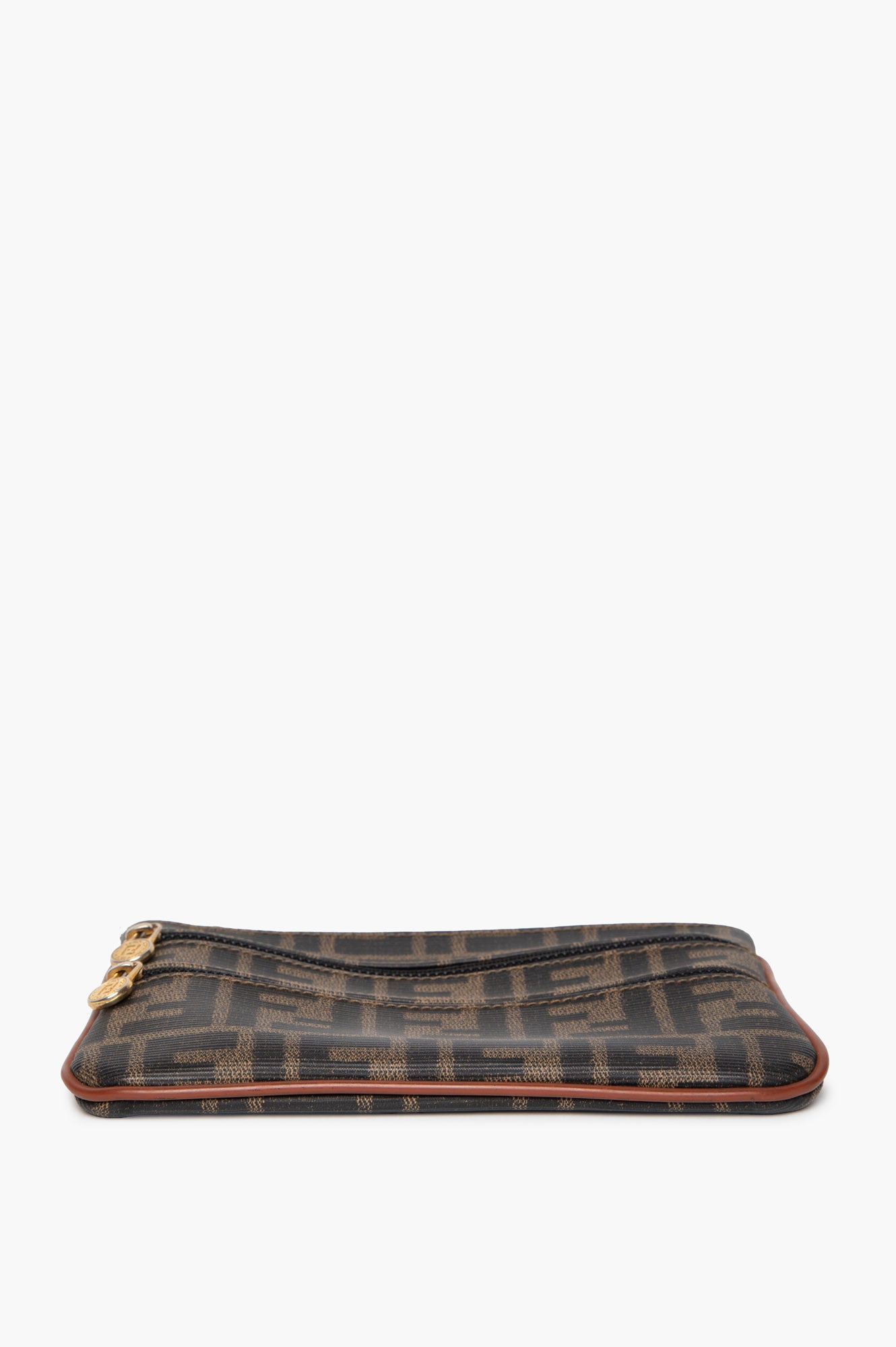 Fendi Tobacco Zucca Monogram Canvas Zip Pouch
