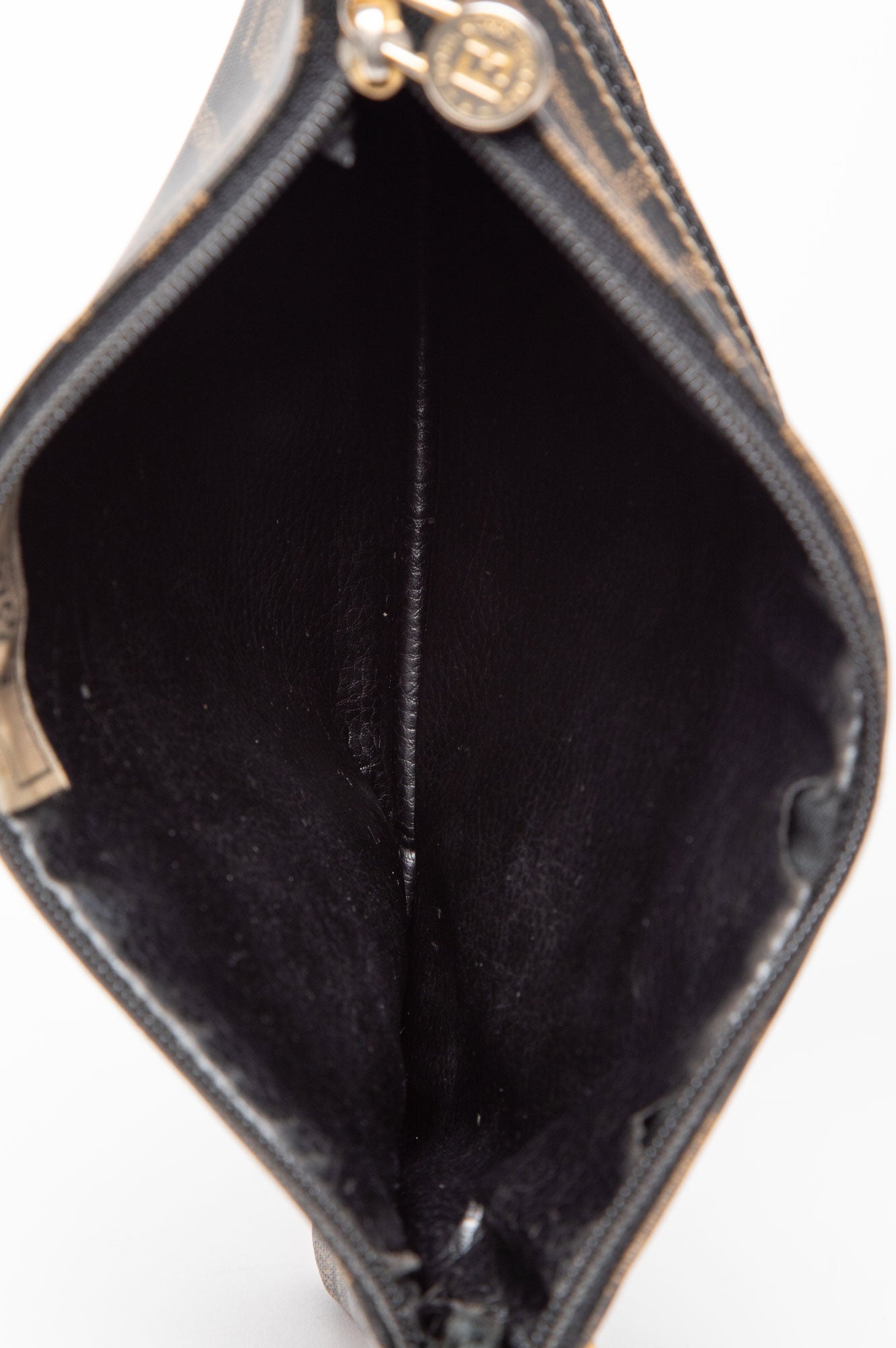 Fendi Tobacco Zucca Monogram Canvas Zip Pouch