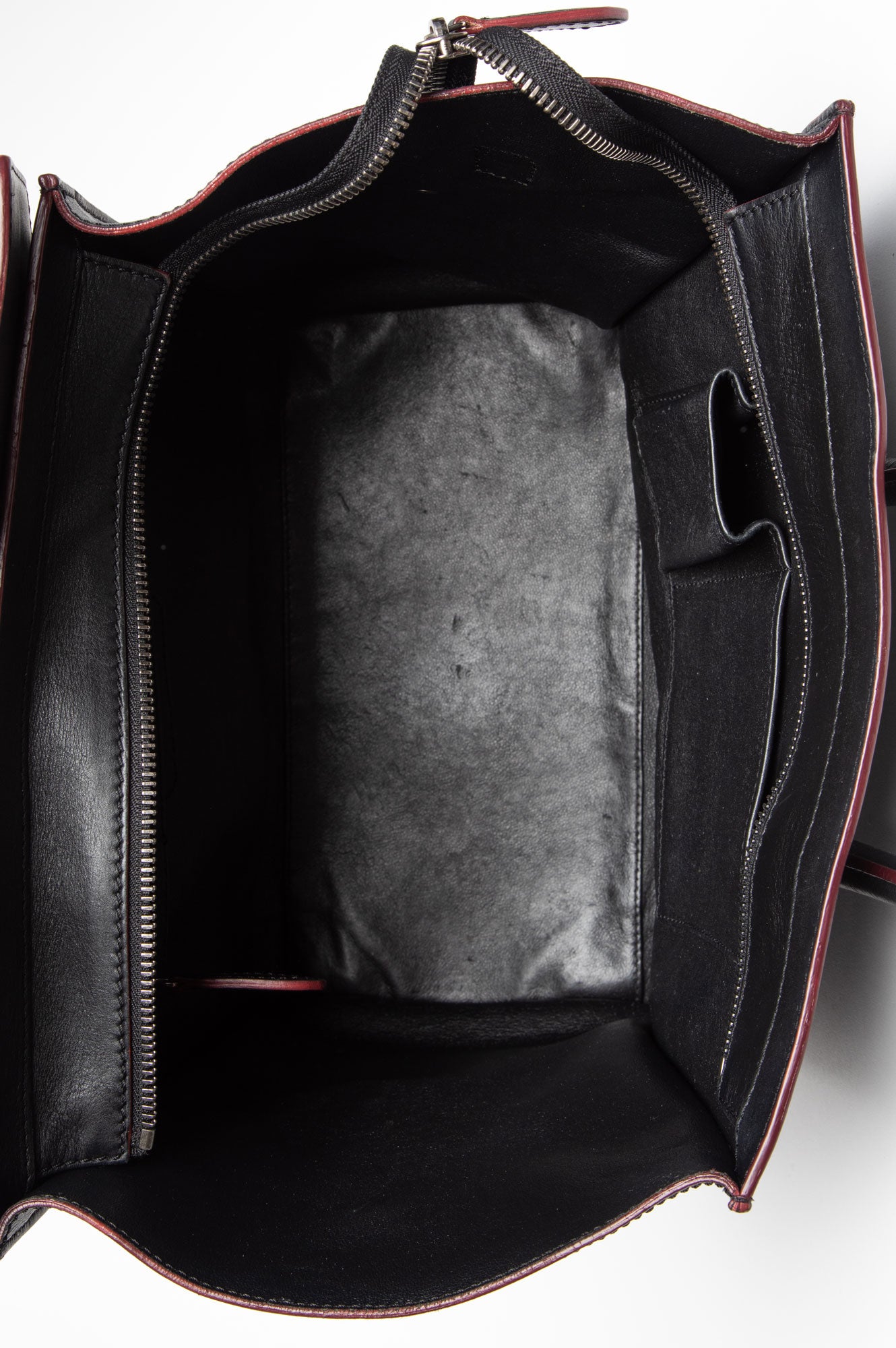 Céline Black Smooth Calfskin Red Trim Mini Luggage Tote