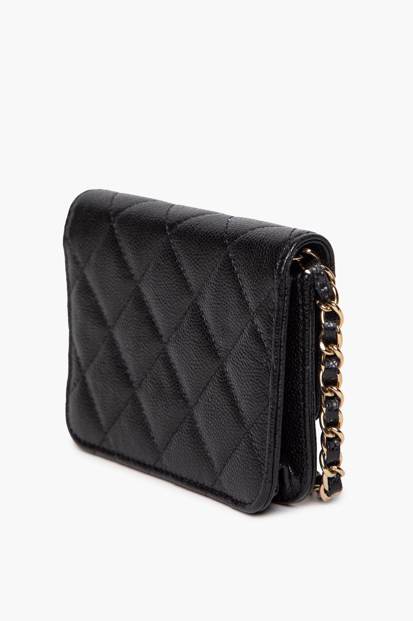 Chanel Mini Black Caviar Flap Pouch with Strap