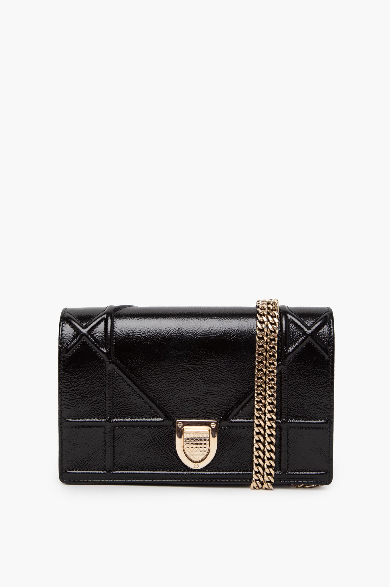 Christian Dior Black Diorama Wallet on Chain Pouch