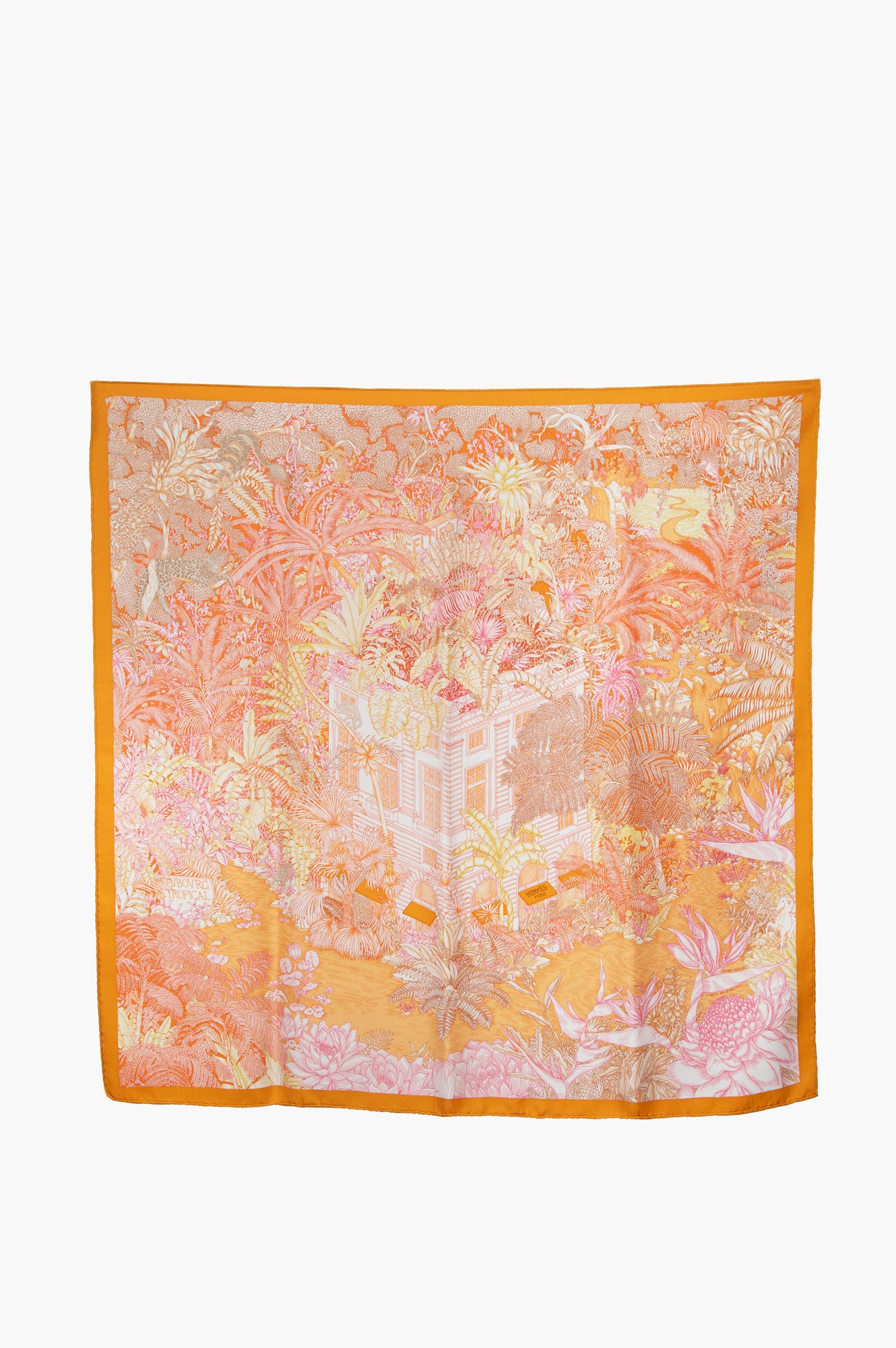 Hermes Faubourg Tropical Orange Scarf Size 90