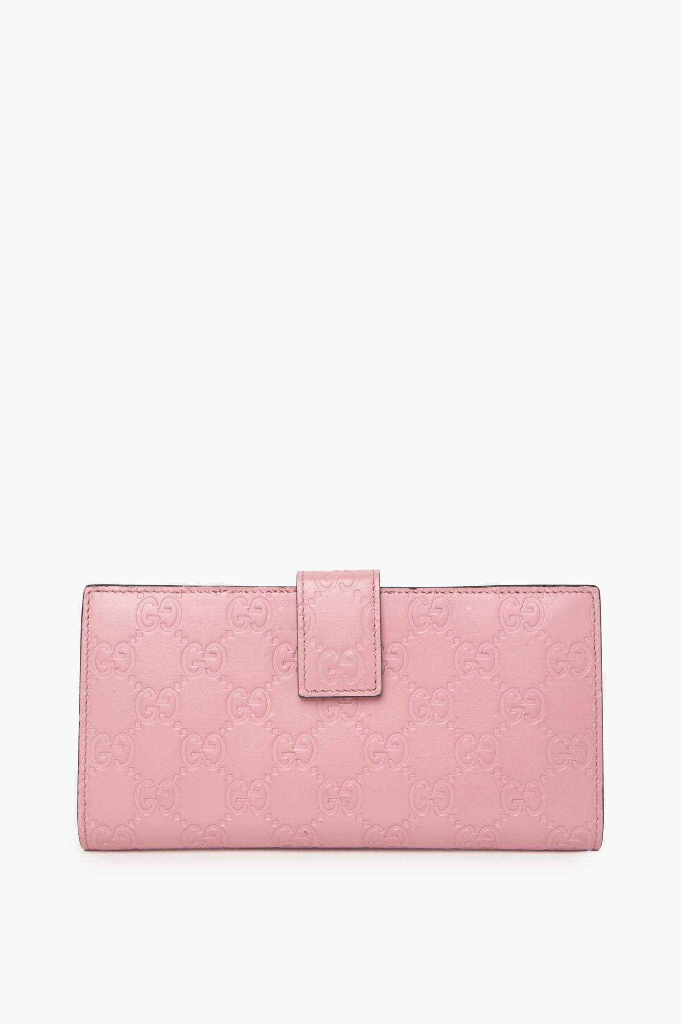 Gucci Pink Guccissima Leather Metal Flap Wallet