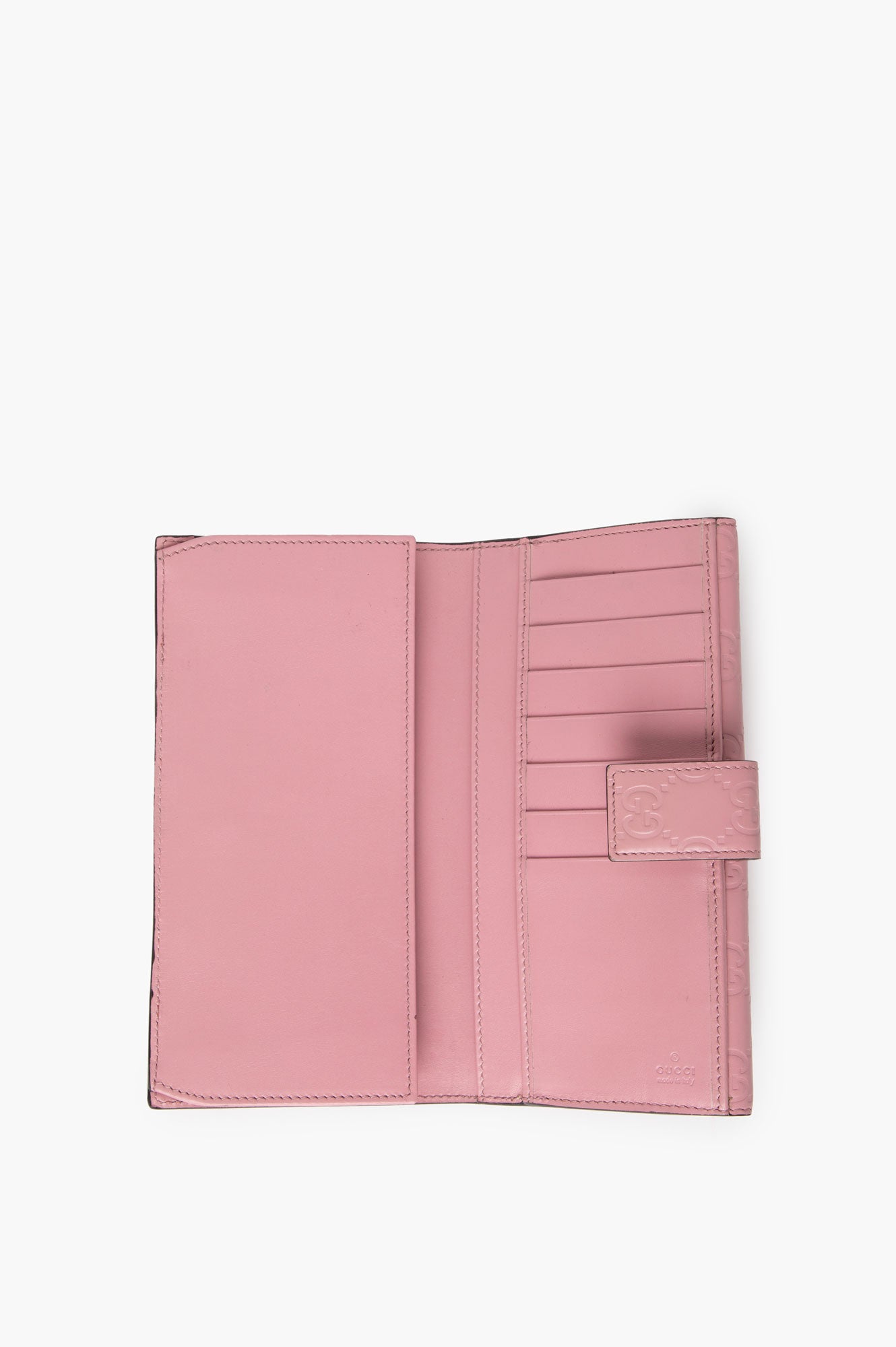 Gucci Pink Guccissima Leather Metal Flap Wallet