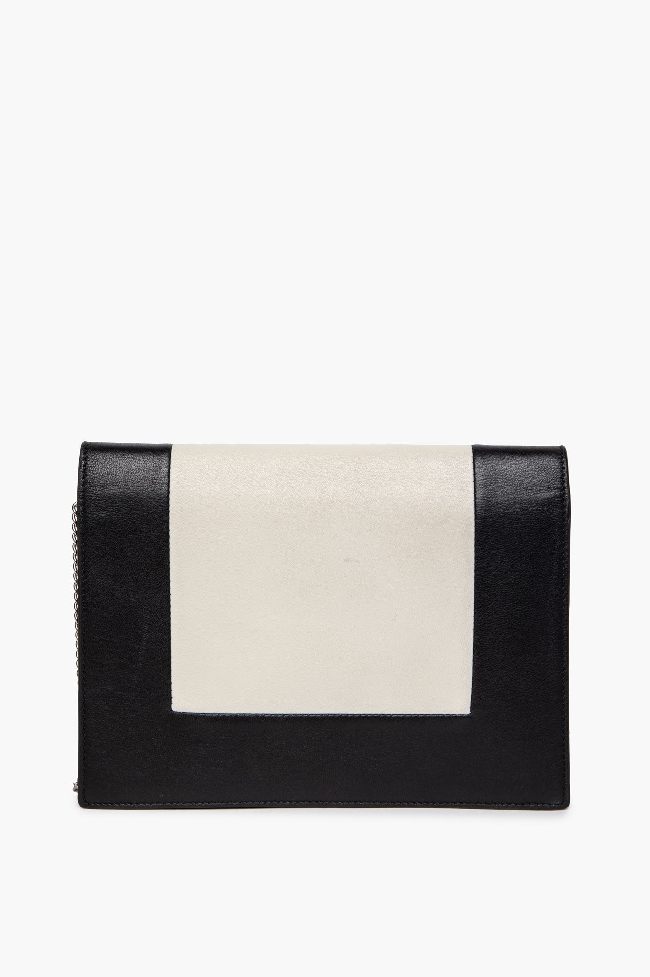 Céline Black/White Calfskin Frame Evening Clutch on Chain Bag