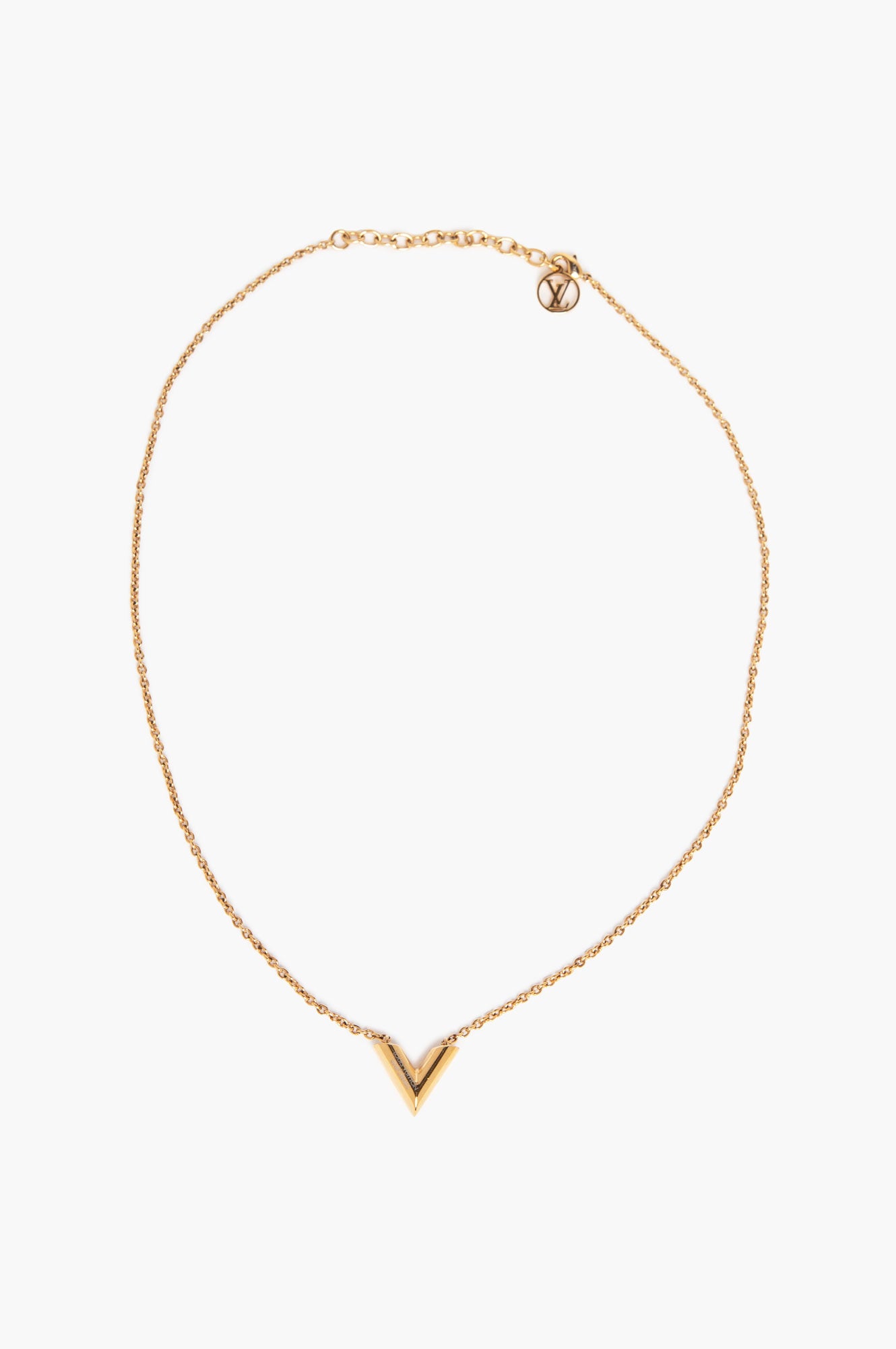 Louis Vuitton Gold Finish Essential V Necklace