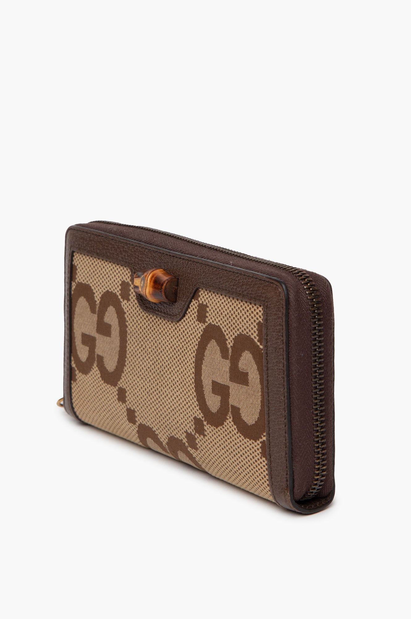 Gucci Camel/Ebony GG Canvas Diana Wallet