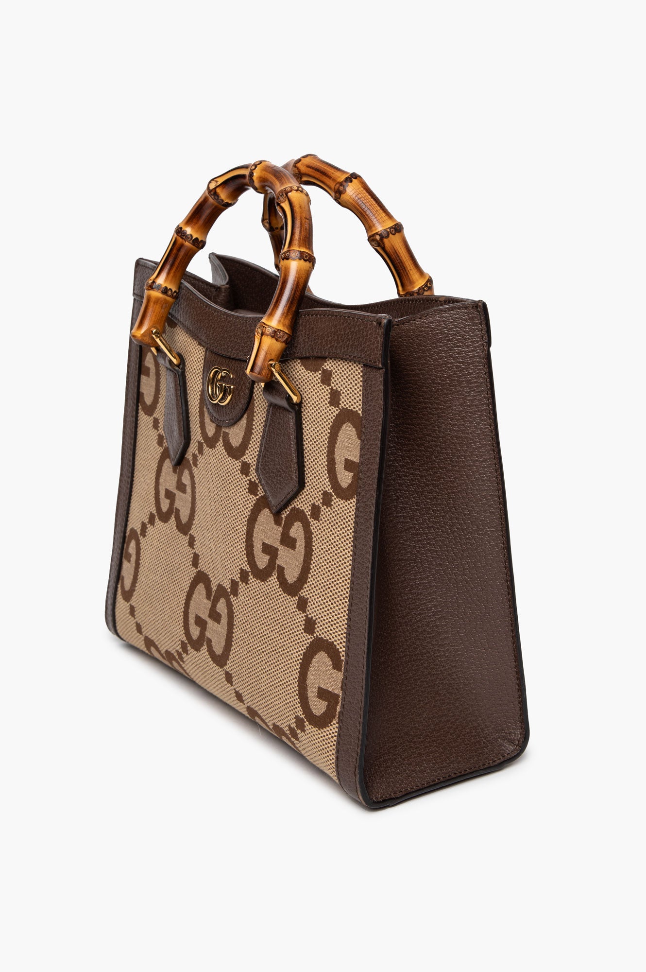 Gucci Small Brown/Beige Jumbo GG Canvas Diana Tote Bag