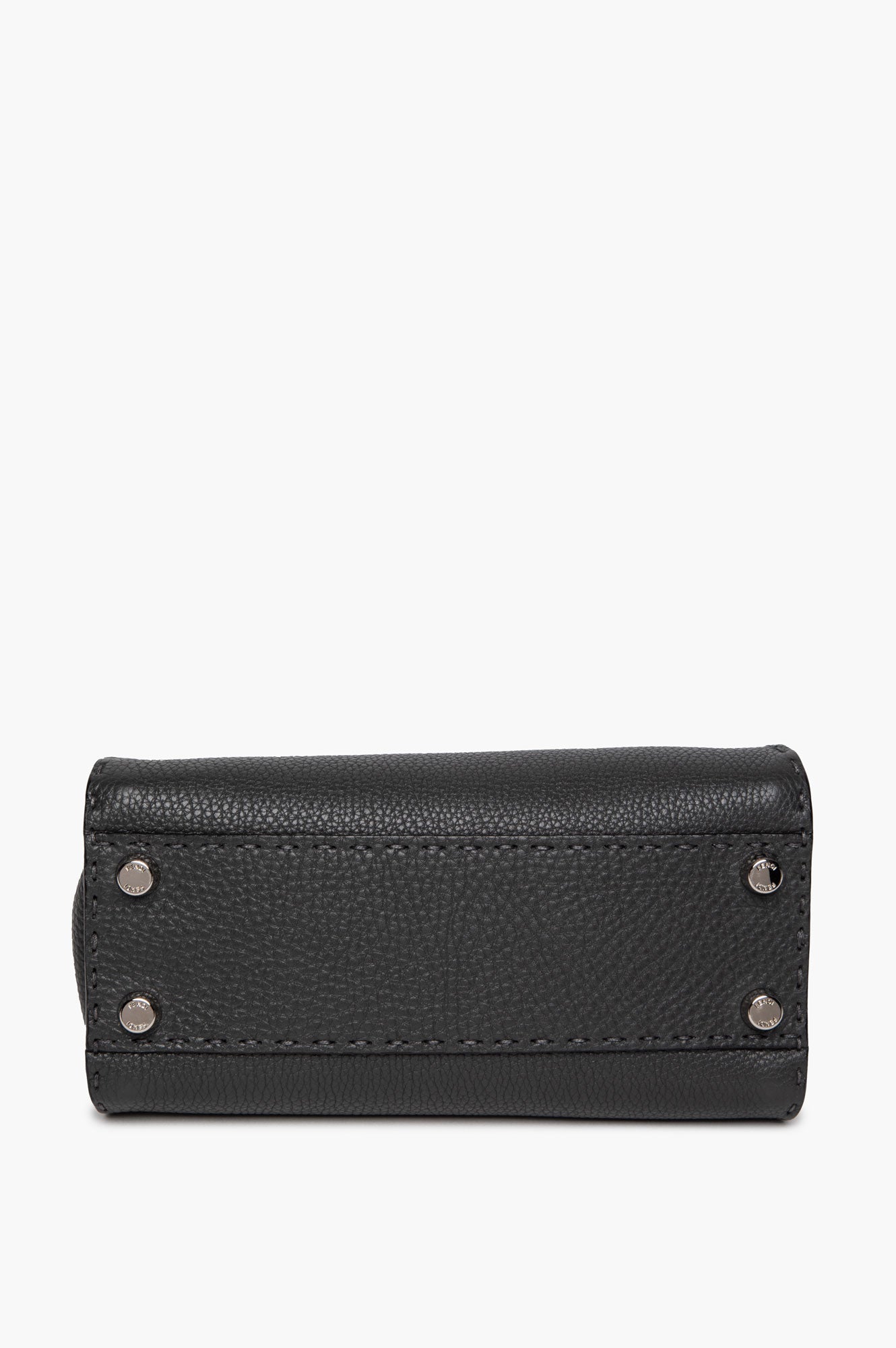 Fendi Grey Asphalt Selleria Leather Mini Peekaboo Bag