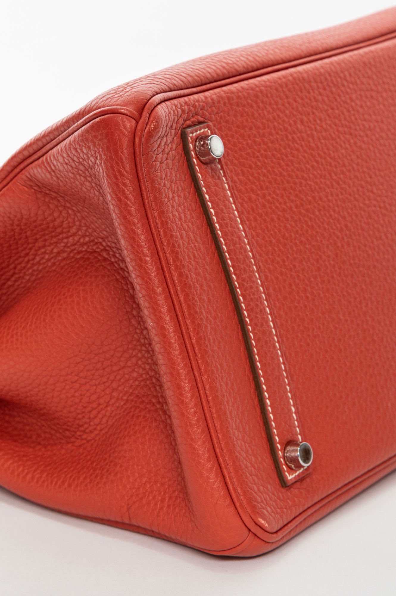 Hermès 2012 Sanguine Clemence Palladium Hardware Birkin 35