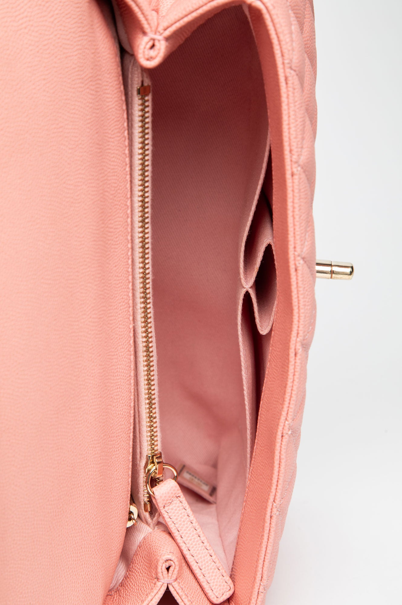 Chanel Pink Quilted Caviar Medium Coco Handle Flap Bag