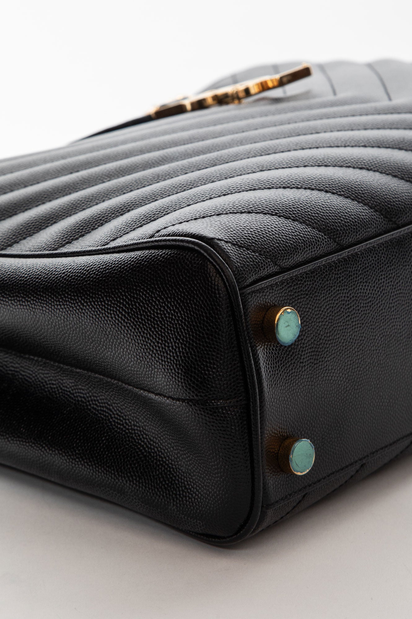 Saint Laurent Black Matelassé Chevron Monogram Shopping Bag