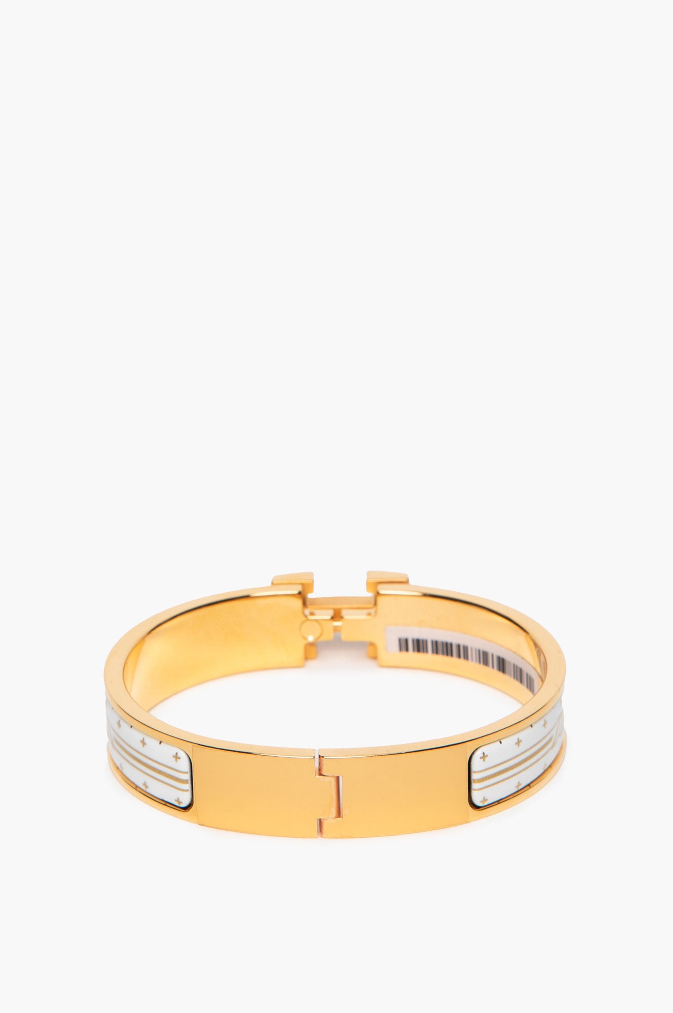 Hermès Yellow Gold Plated White Clic H Quadrige Au Fil Bracelet