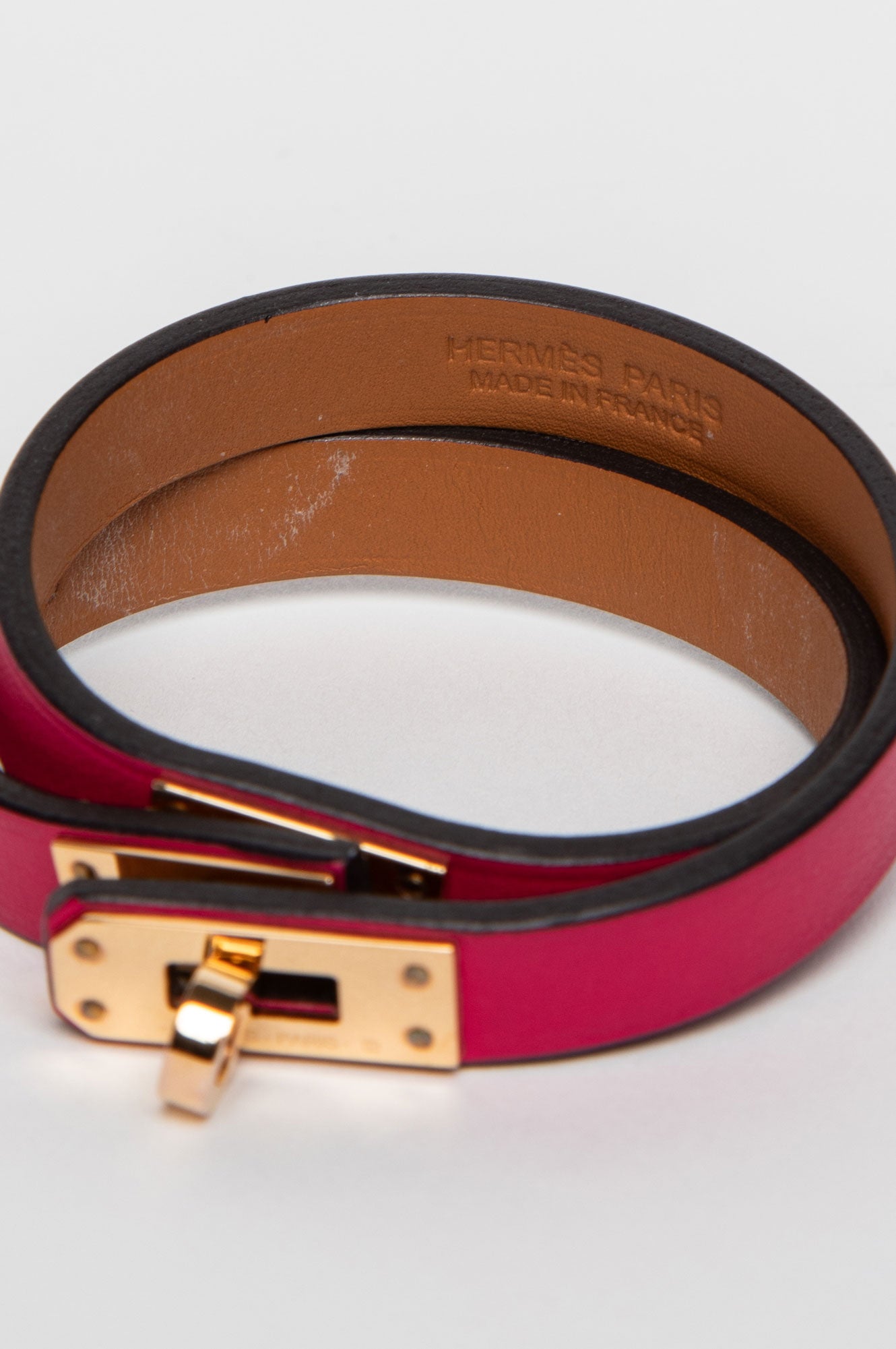 Hermès Yellow Gold Plated Framboise Mini Kelly Double Tour Bracelet
