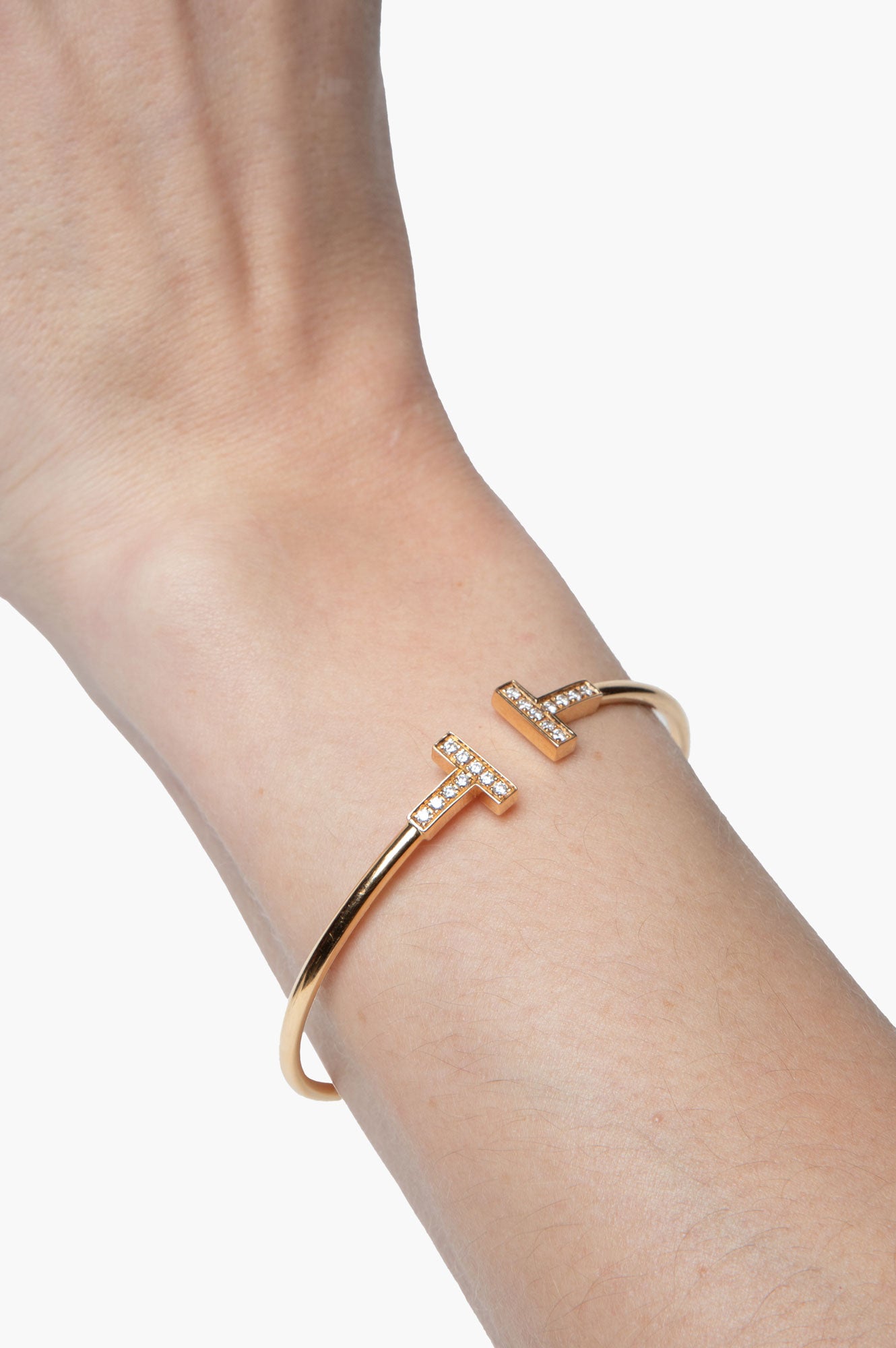 Tiffany & Co. 18k Gold T Diamond Wire Bracelet