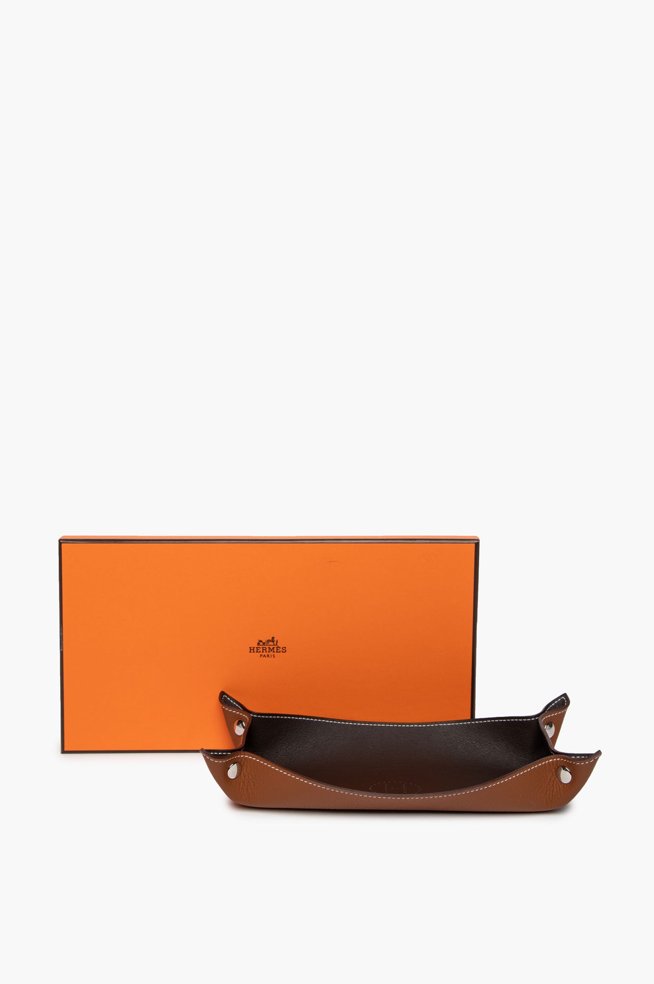 Hermès Ébène/Fauve Smooth Taurillon Leather Mises et Relances Desk Pen Tray