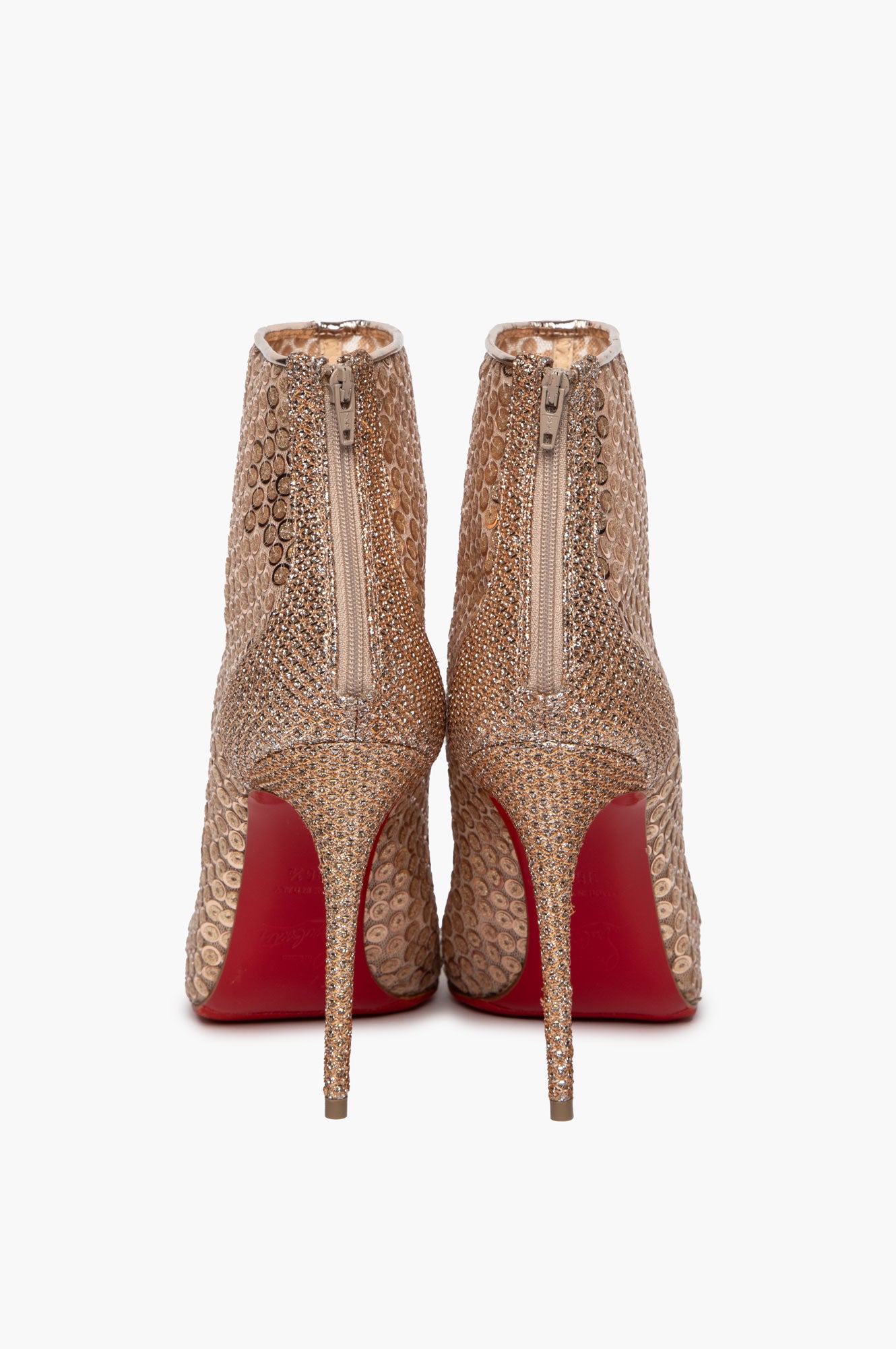 Christian Louboutin Gold Glitter Sequin Gipsy 100 Booties Size 36