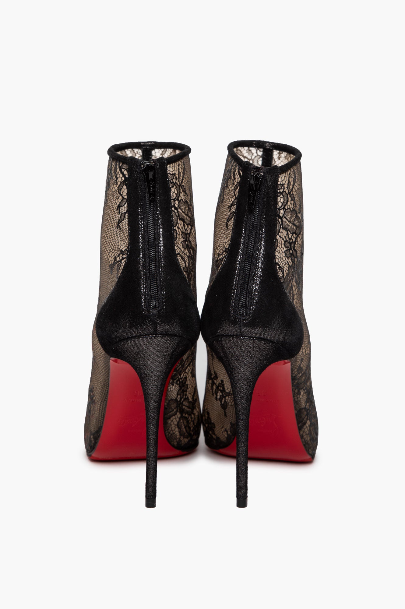 Christian Louboutin Black Lace Gipsy 100 Booties Size 36
