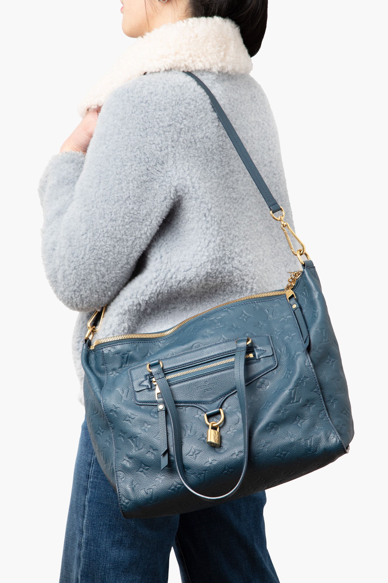 Louis Vuitton Blue Infini Monogram Empreinte Leather Lumineuse Bag