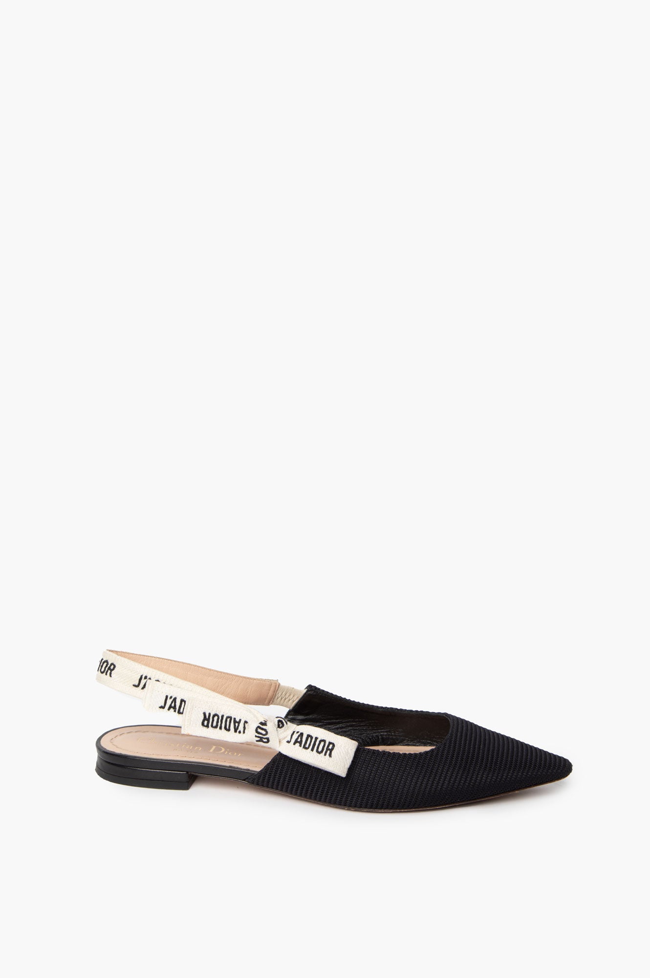 Christian Dior J'Adior Black Slingback Ballerina Flats Size 37.5