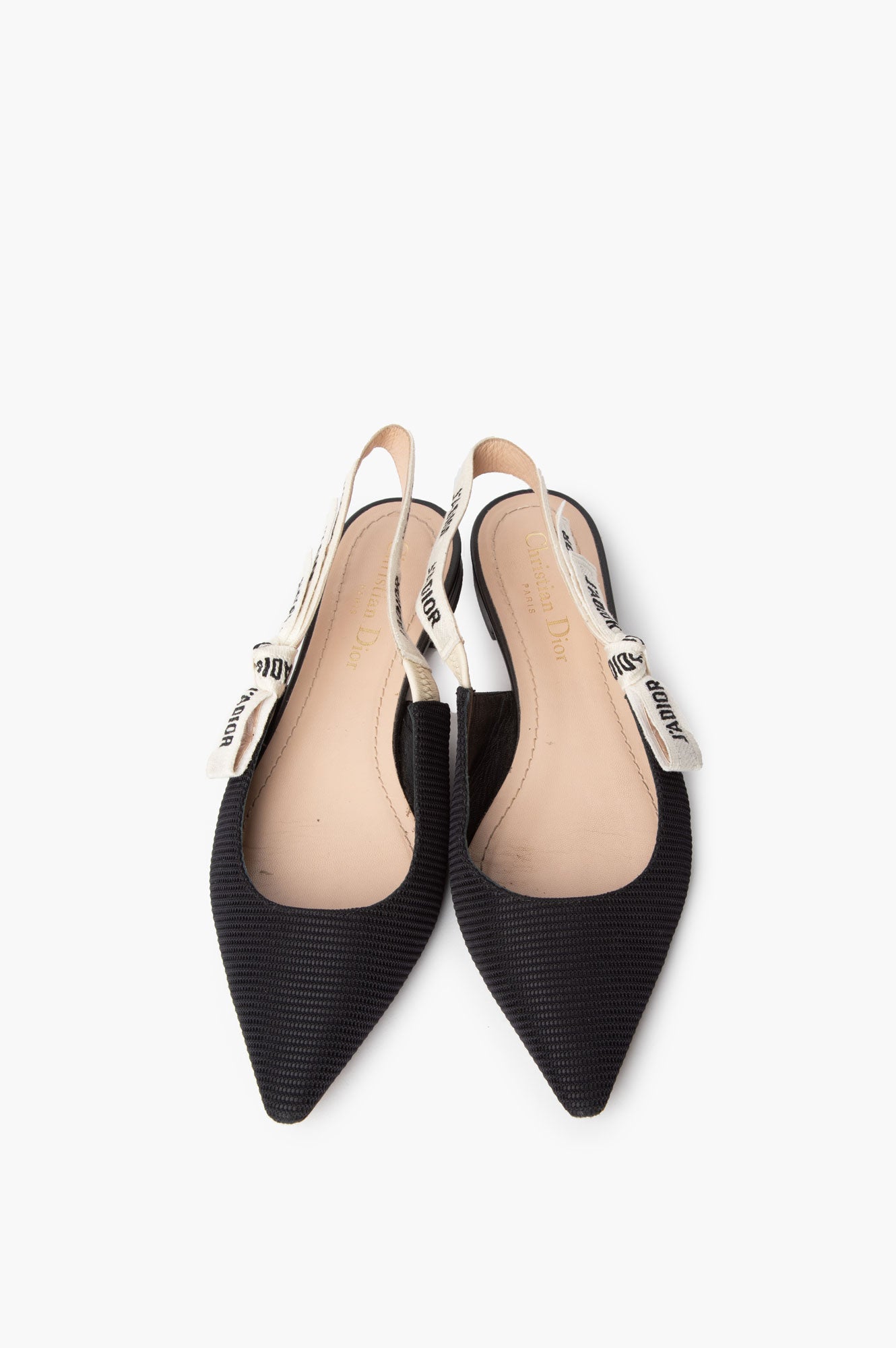 Christian Dior J'Adior Black Slingback Ballerina Flats Size 37.5