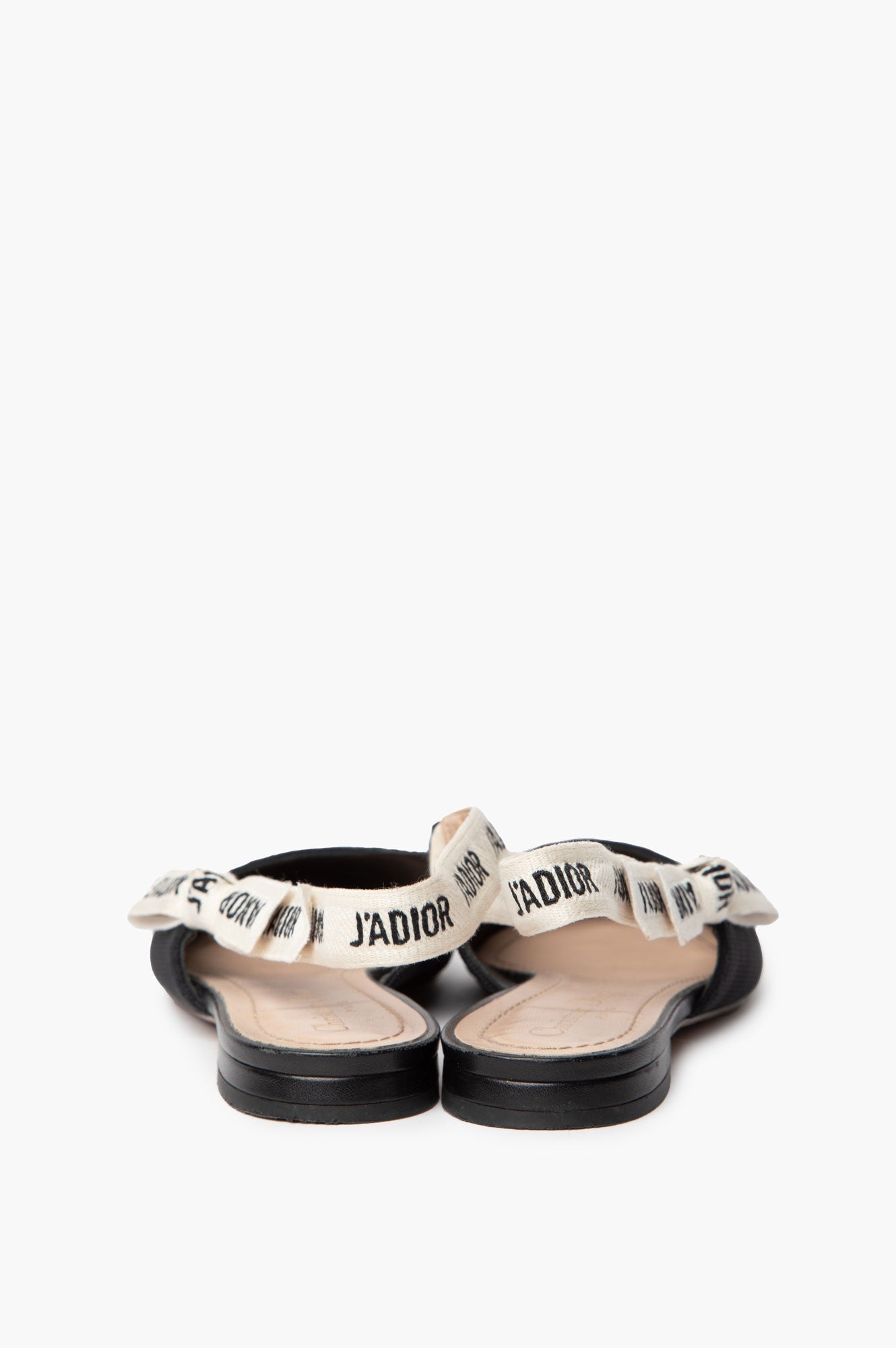 Christian Dior J'Adior Black Slingback Ballerina Flats Size 37.5