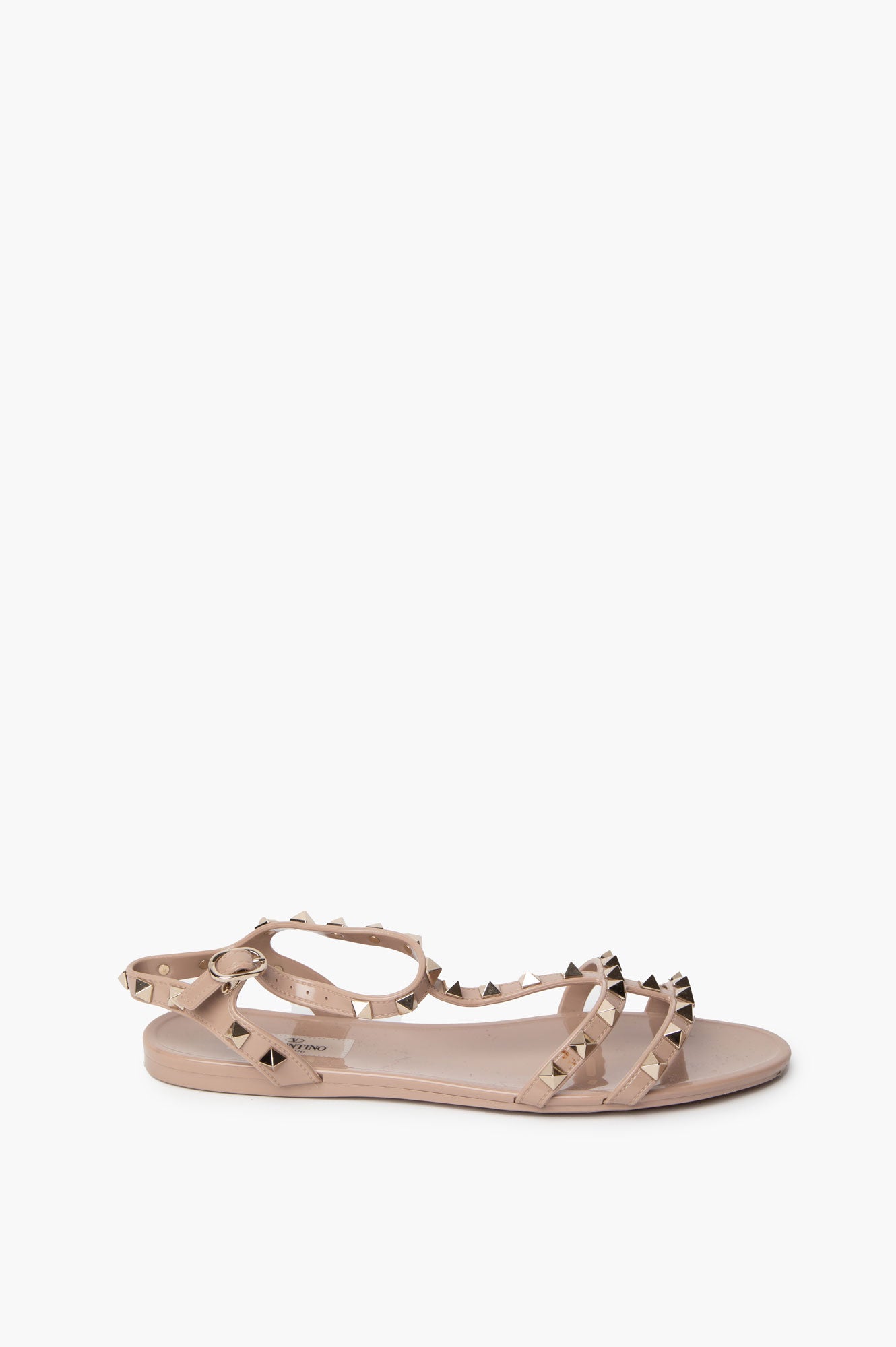Valentino Nude Studs Flat Sandals Size 38