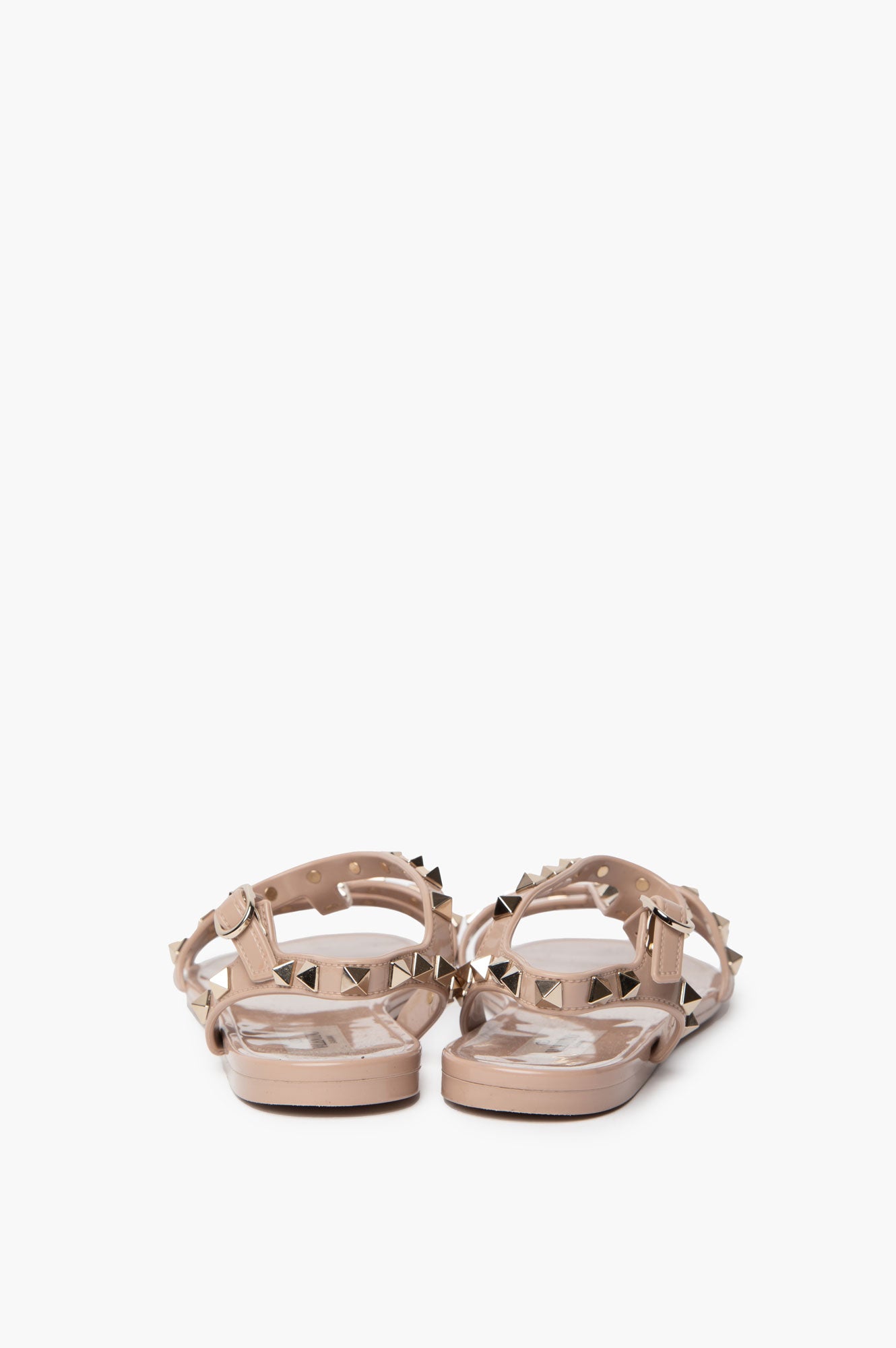 Valentino Nude Studs Flat Sandals Size 38