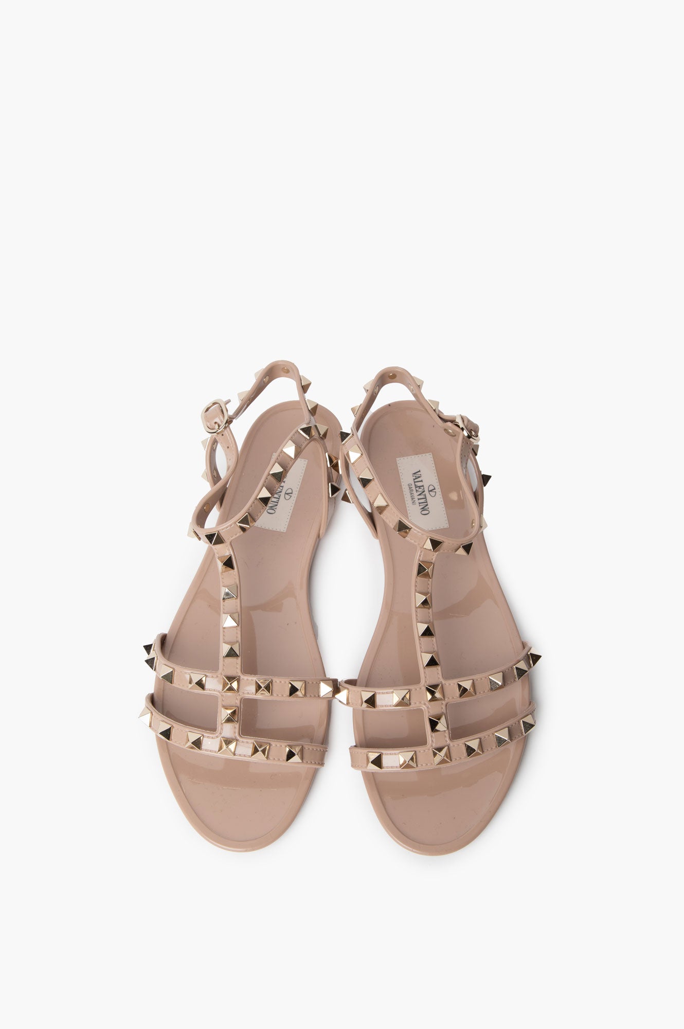 Valentino Nude Studs Flat Sandals Size 38