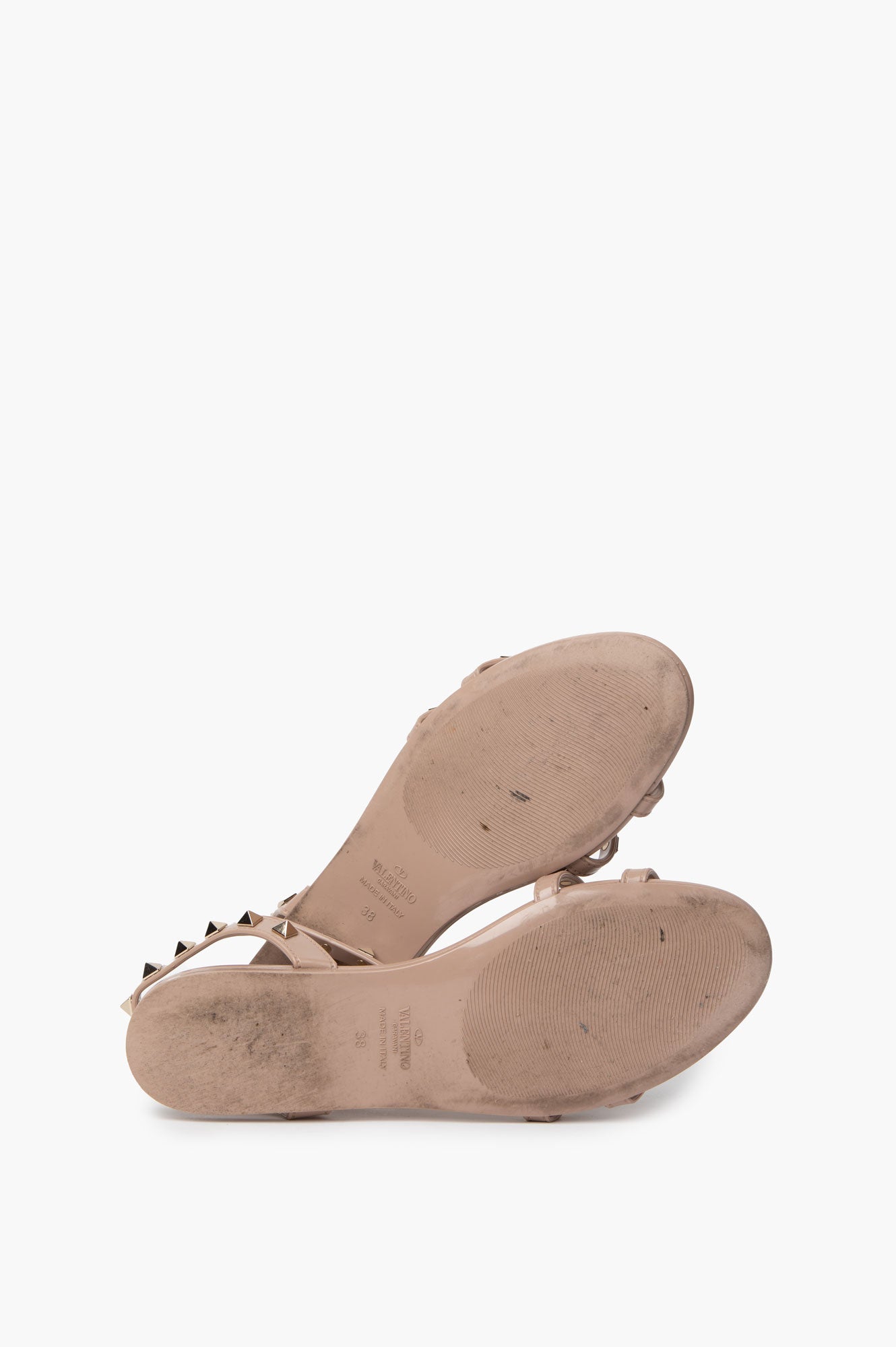 Valentino Nude Studs Flat Sandals Size 38