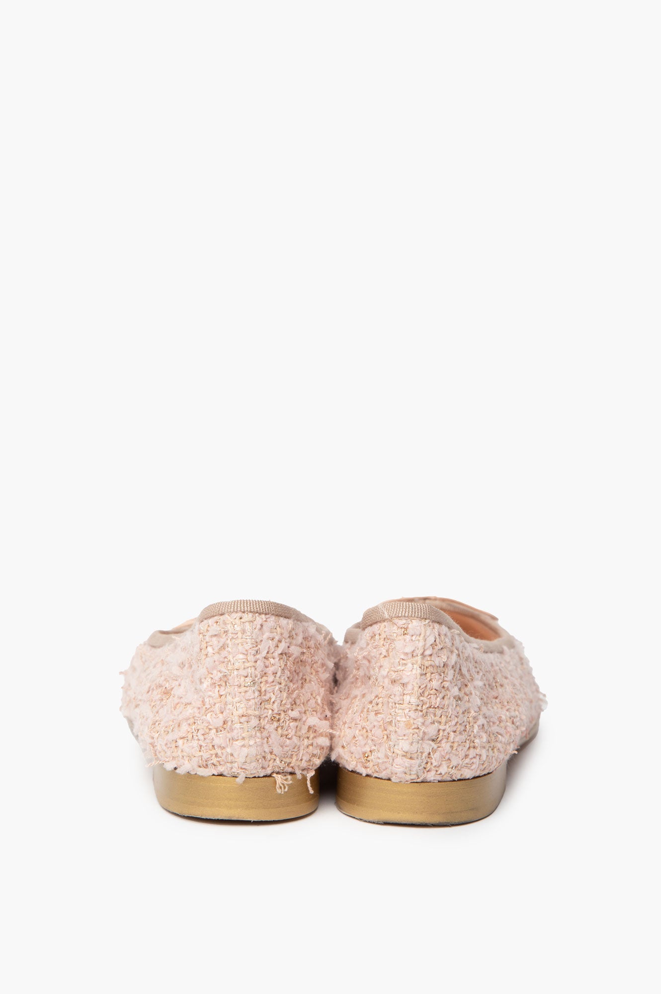 Chanel 2022 Gold Tweed Ballet Flats Size 38C