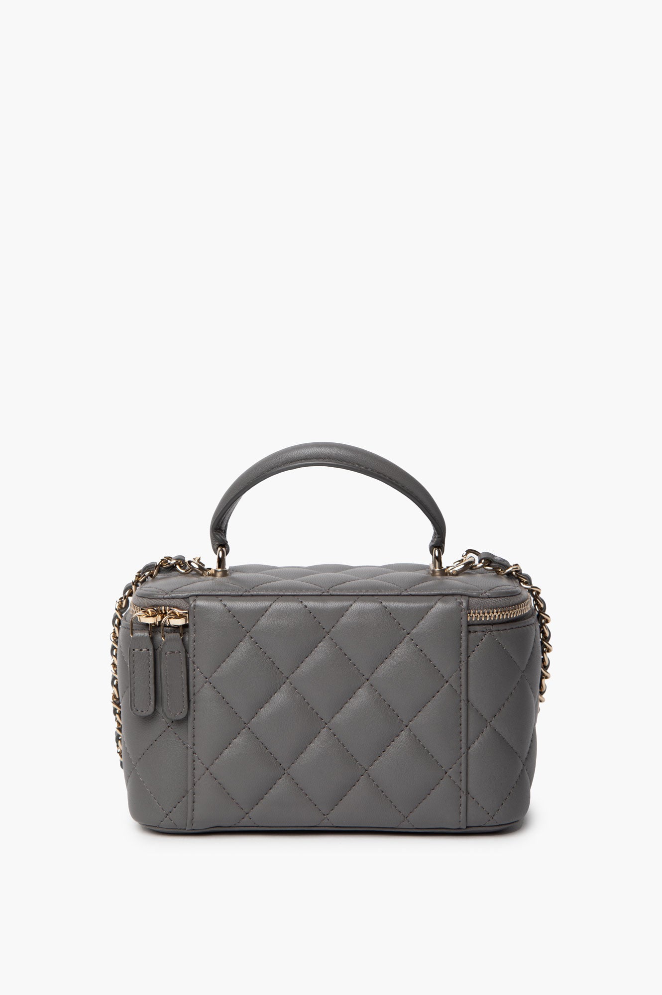 Chanel Grey Top Handle Lambskin Vanity Case
