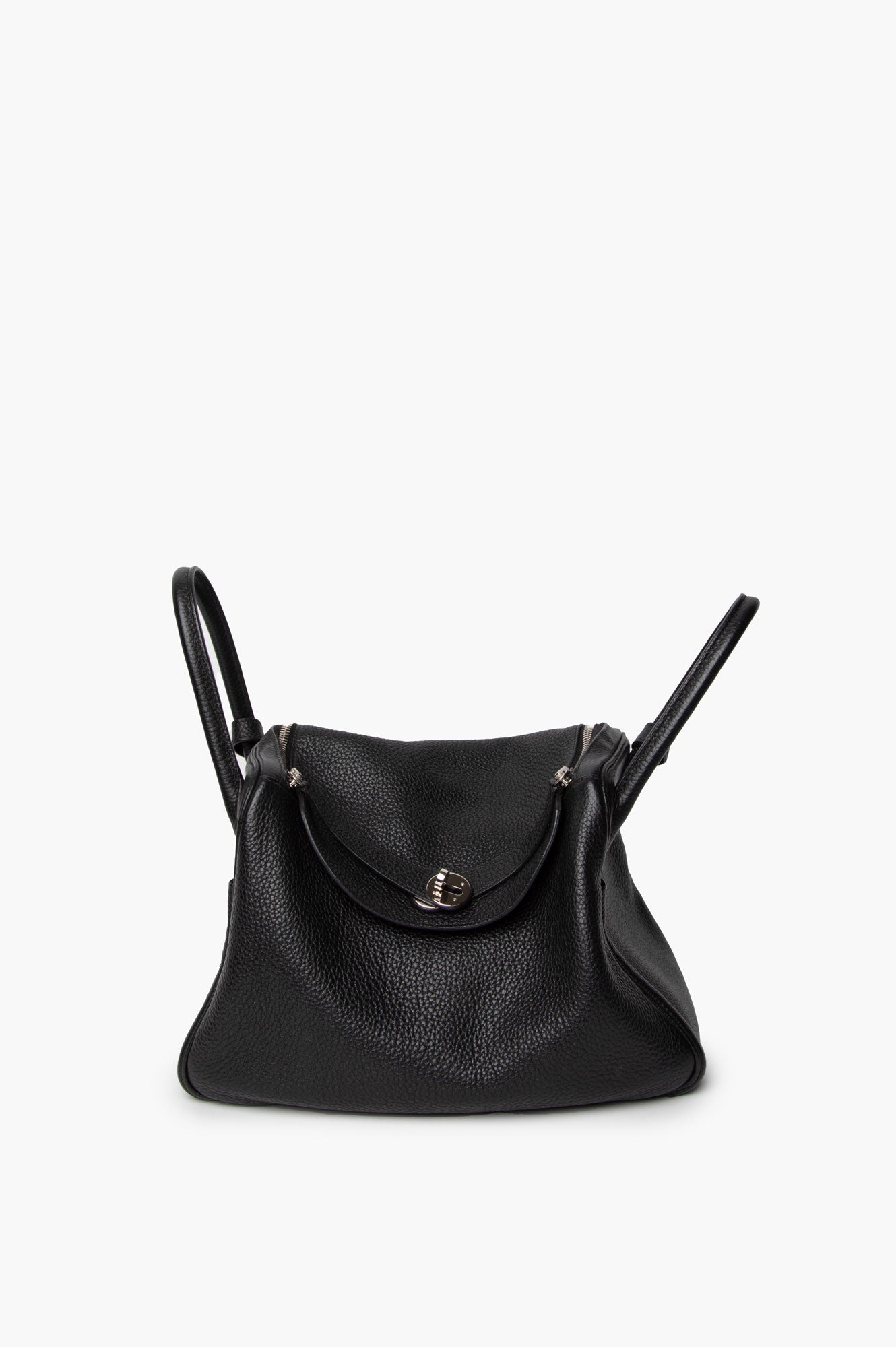 Hermes 2015 Black Clemence SHW Lindy 30 Shoulder Bag