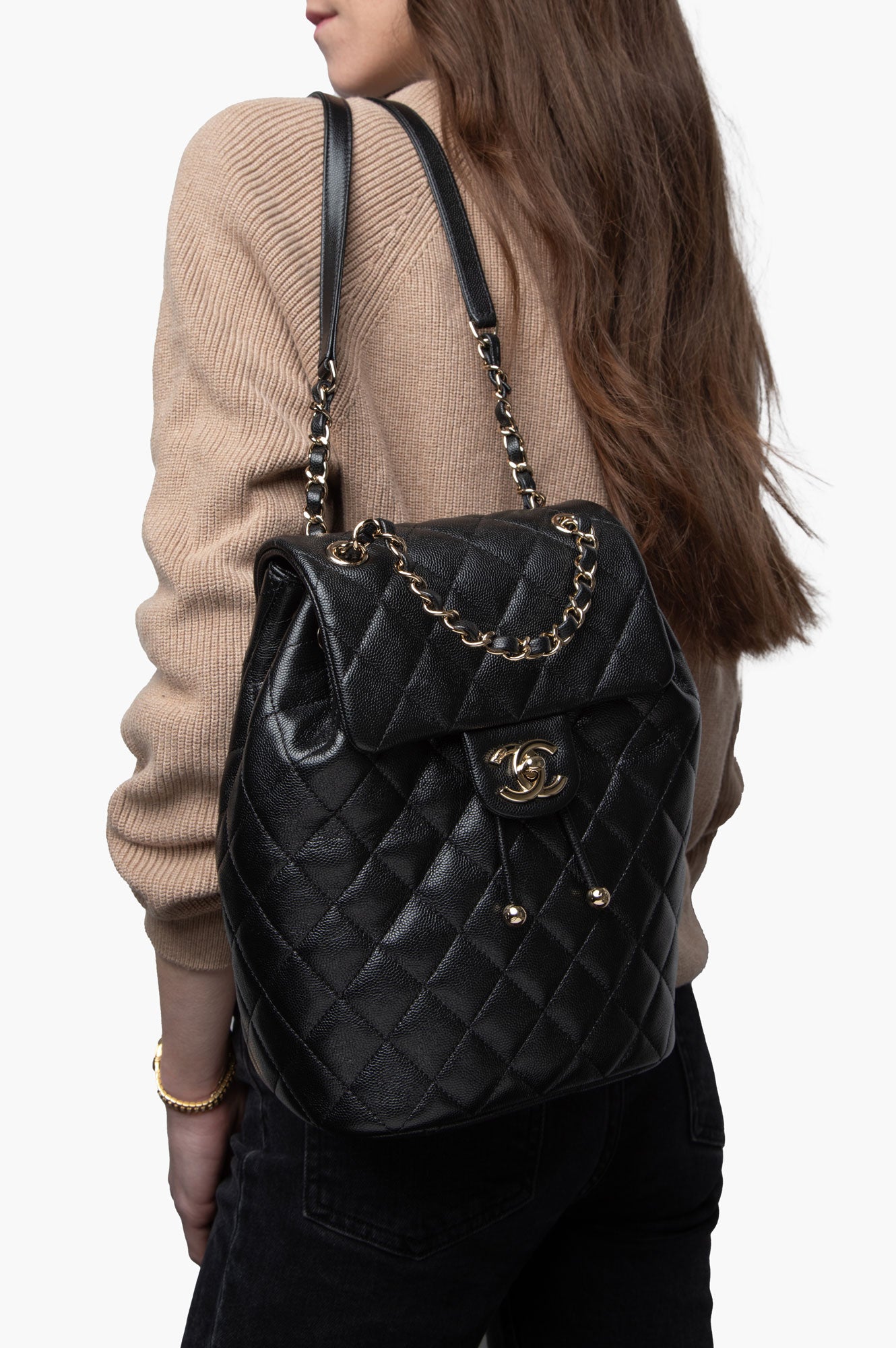 Chanel Black Caviar Quilted Urban Spirit Backpack