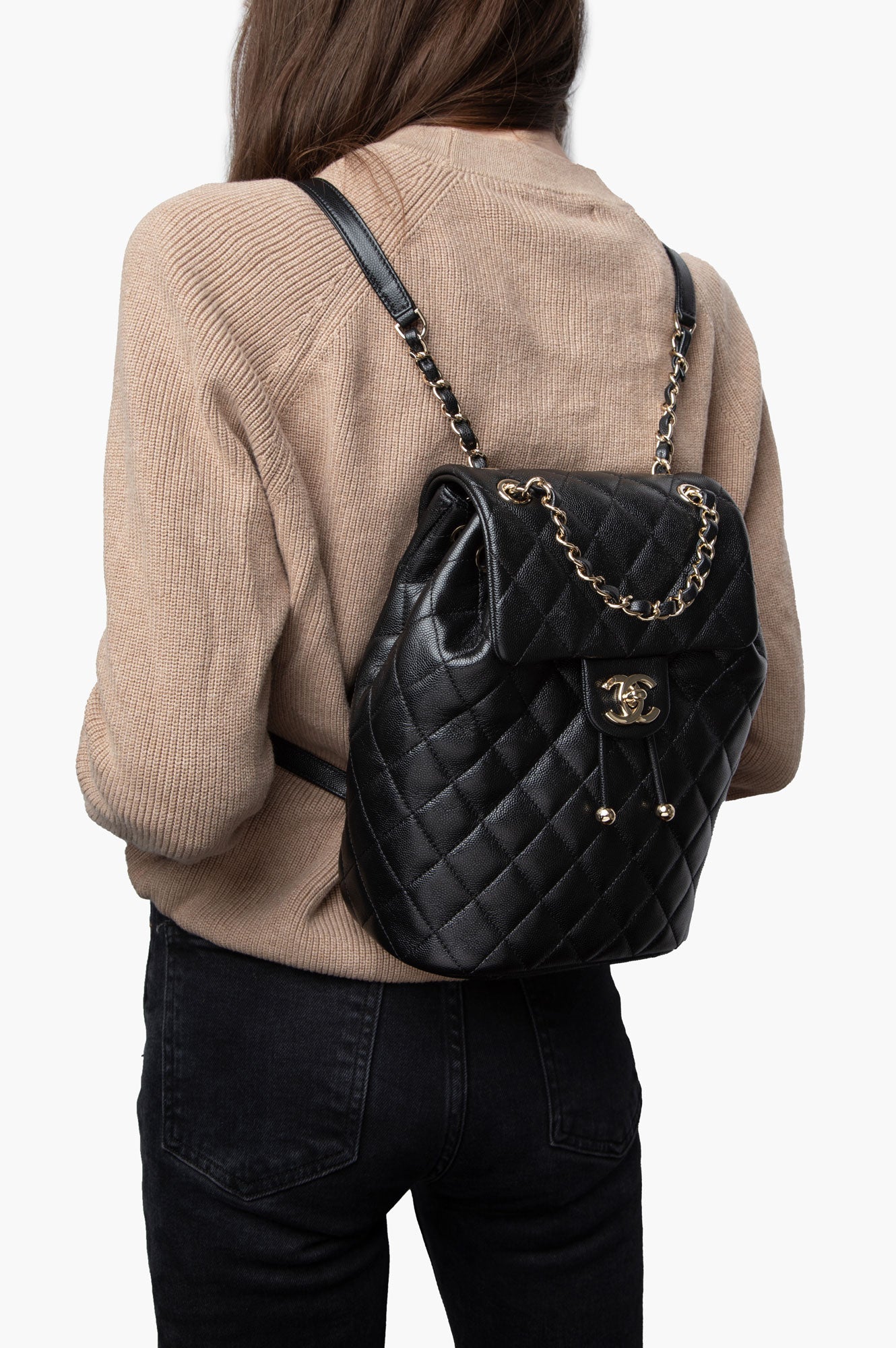 Chanel Black Caviar Quilted Urban Spirit Backpack