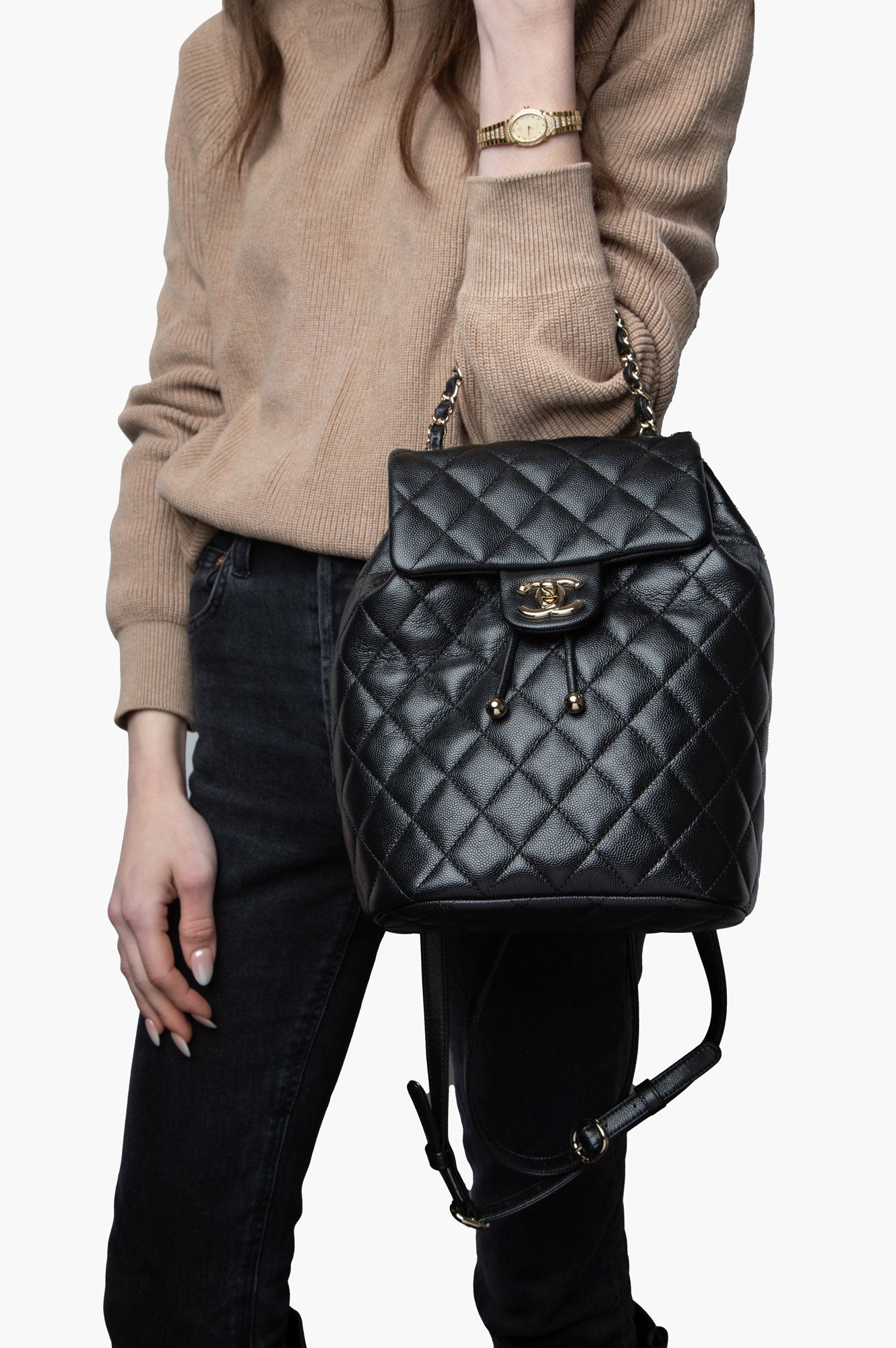 Chanel Black Caviar Quilted Urban Spirit Backpack