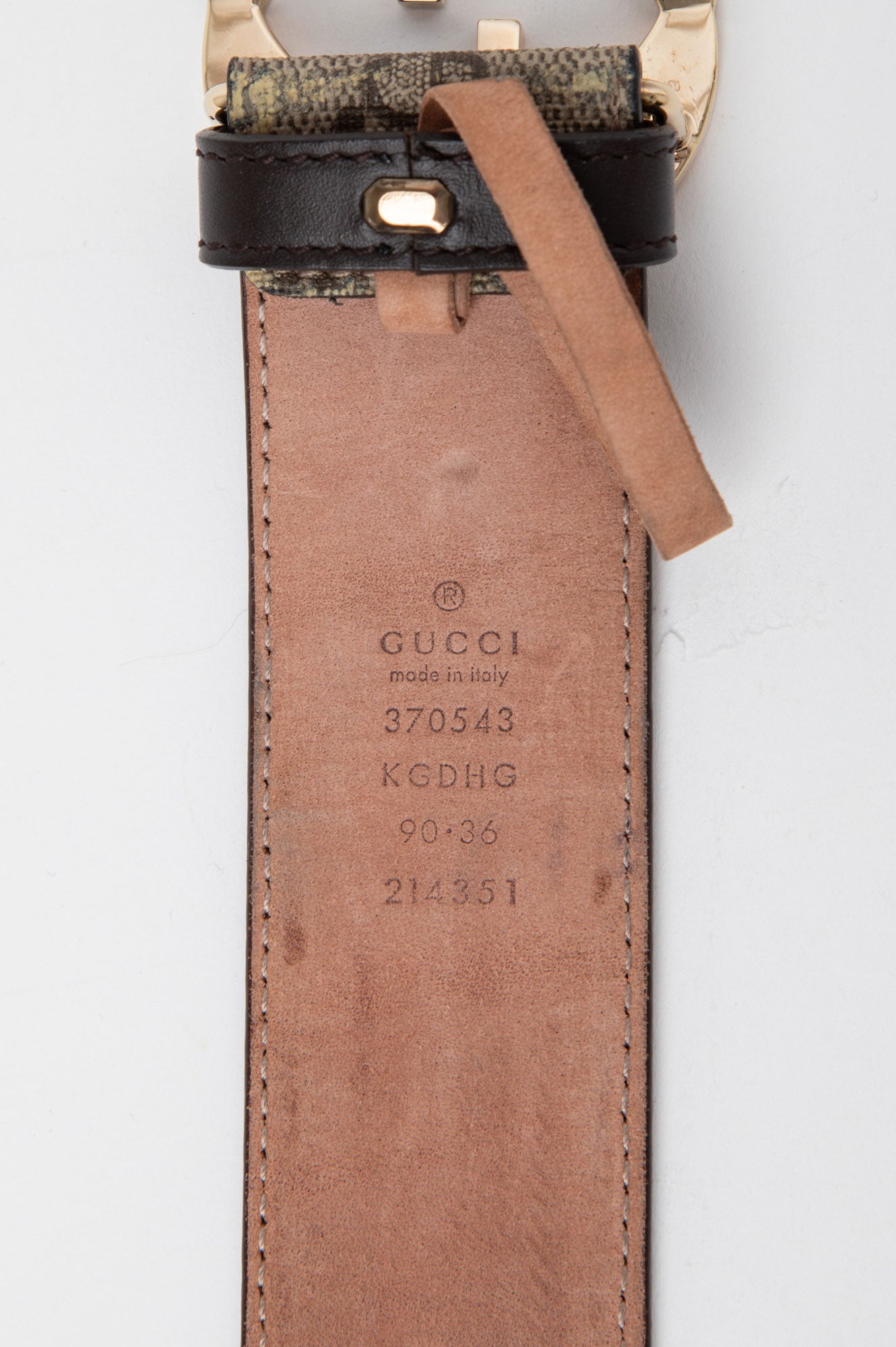 Gucci Monogram Gold Interlocking GG Buckle Belt Size 90