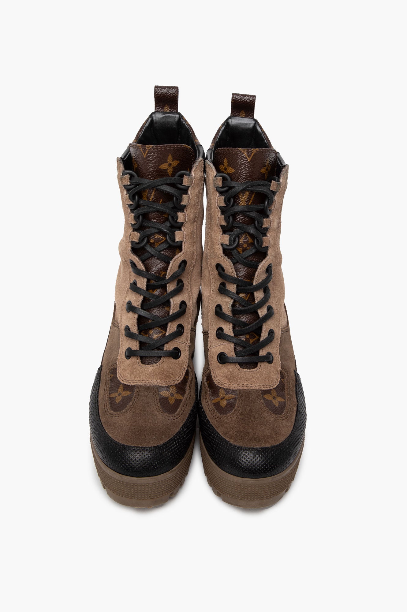 Louis Vuitton Suede Laureate Platform Desert Boots Size 36